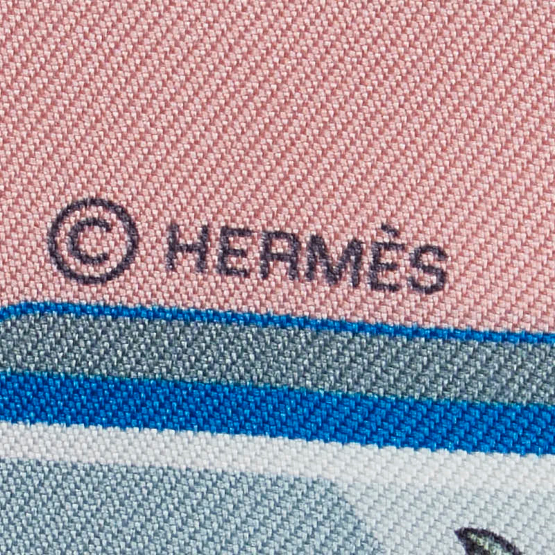 Hermes Twilly STORY Scarf, Pink, Blue, Multicolor, Silk
