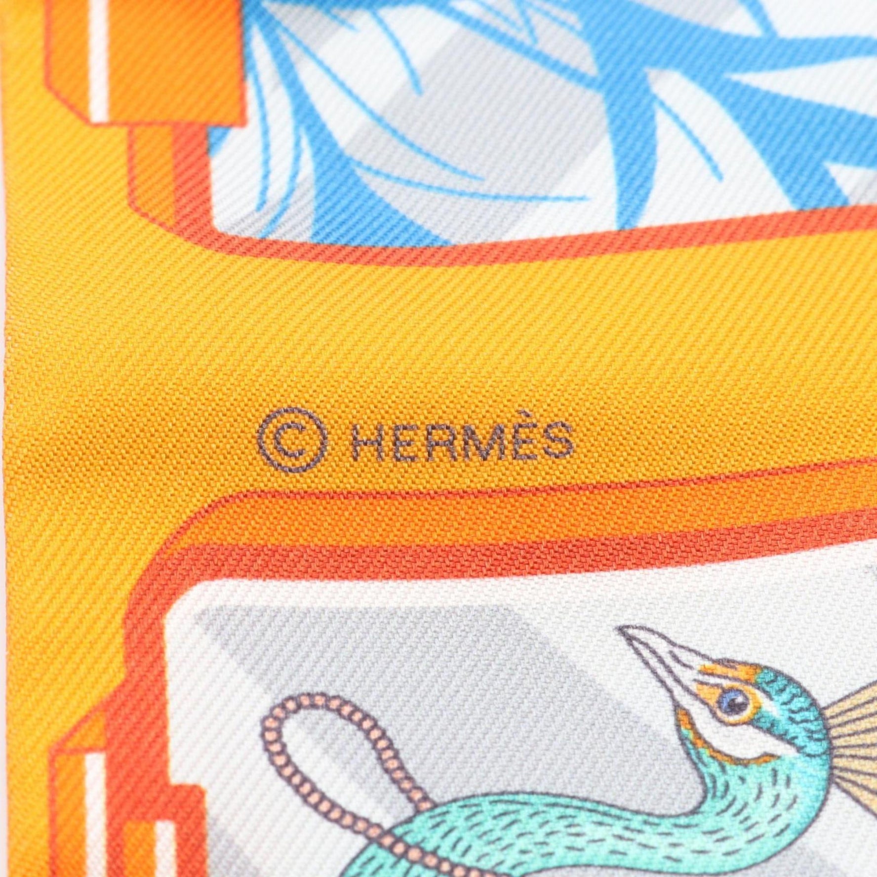 Hermès Twilly HERMES STORY Silk Scarf in Orange Multicolor