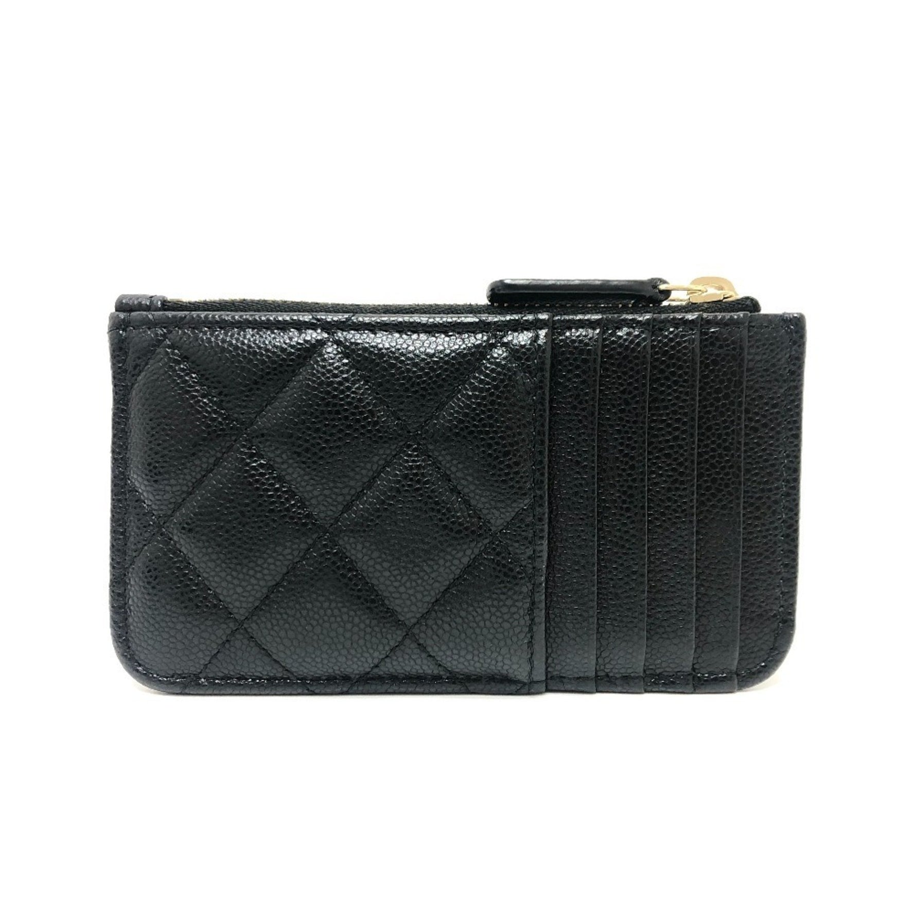 CHANEL Coco Mark Matelasse Classic Zip Business Card Holder/Card Case Wallet/Coin Wallet Coin Purse Caviar Skin