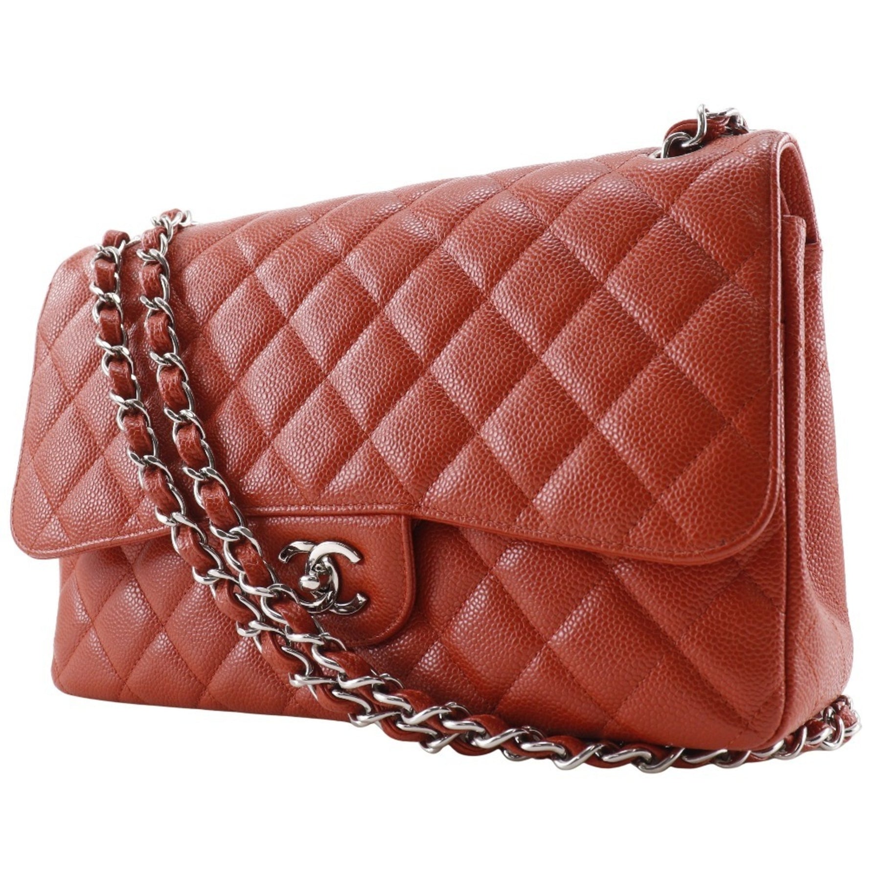 CHANEL Deca Matelasse 30 Shoulder Bag Double Chain Flap Caviar Skin 2013 Turn Lock