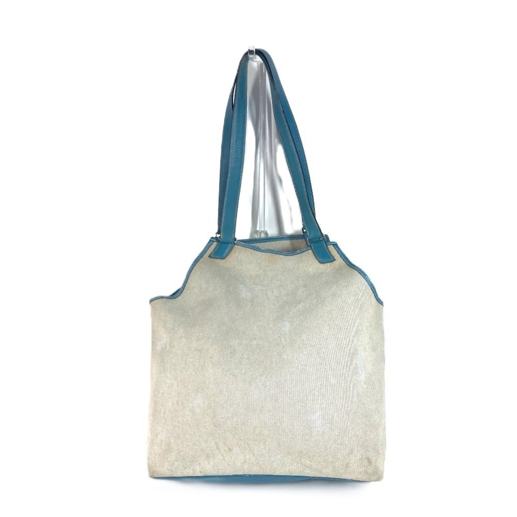 HERMES Jardinier PM Shoulder Tote Bag, Vertical, Leather and Canvas, Women