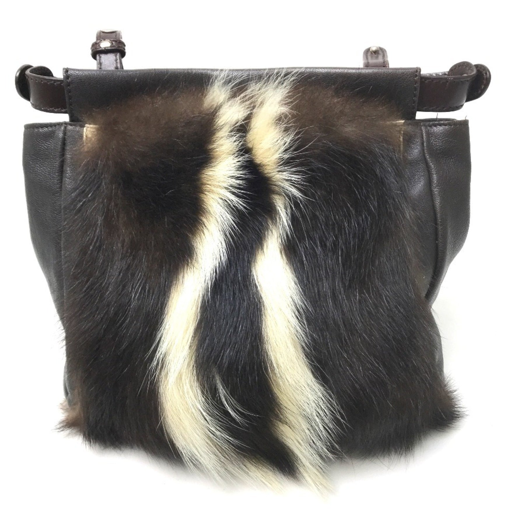 FENDI Fur Bag Peekaboo Shoulder Dark Brown