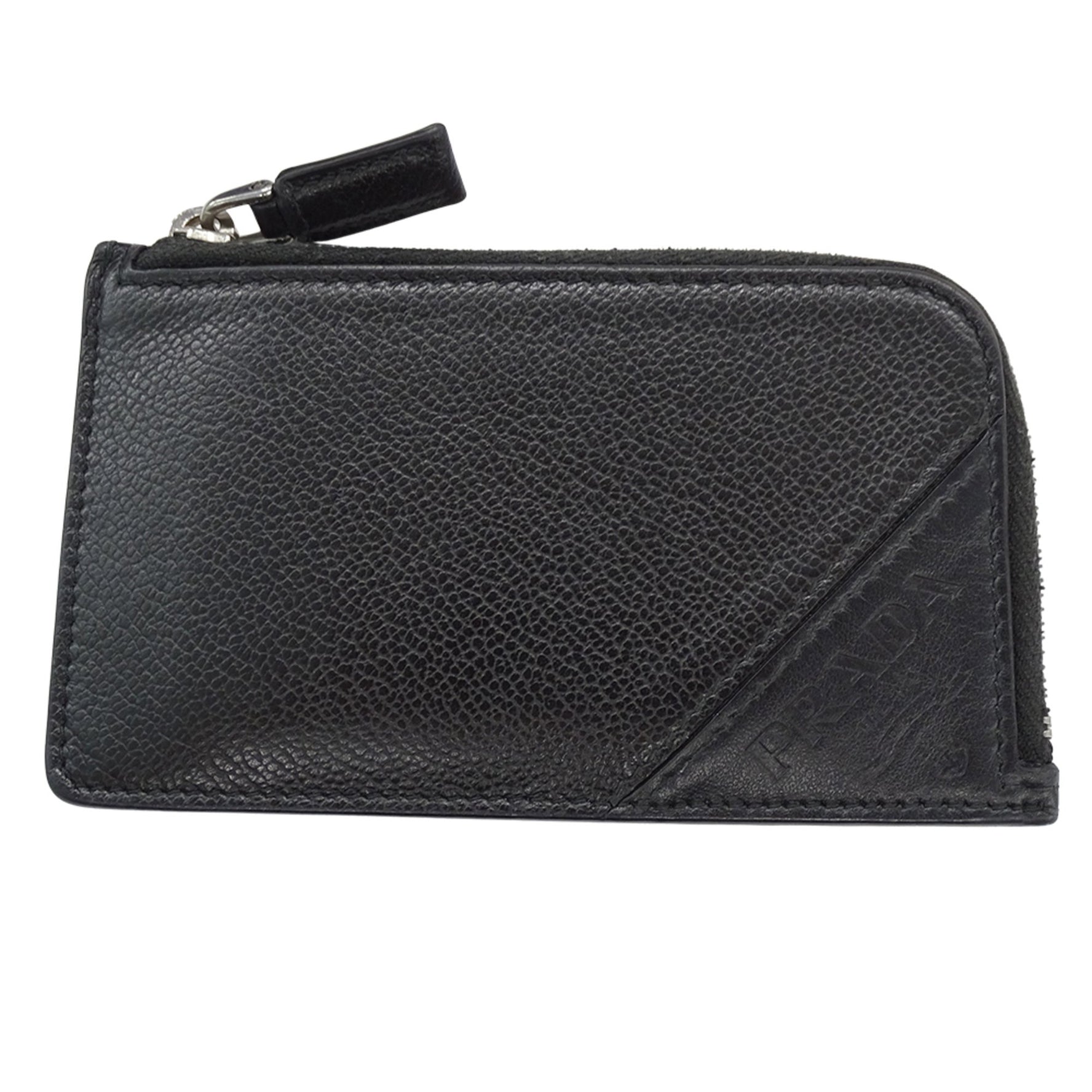 Prada Vitello Micro Grain Leather Card Case with Silver Hardware, Compact Design