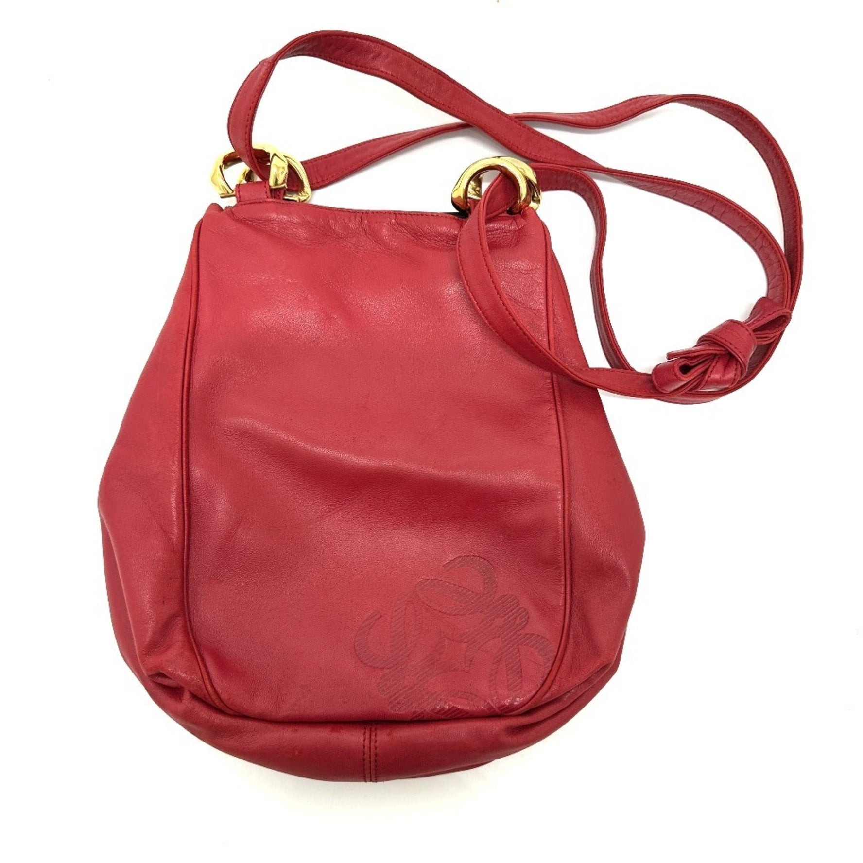 LOEWE logo shoulder bag, leather, red