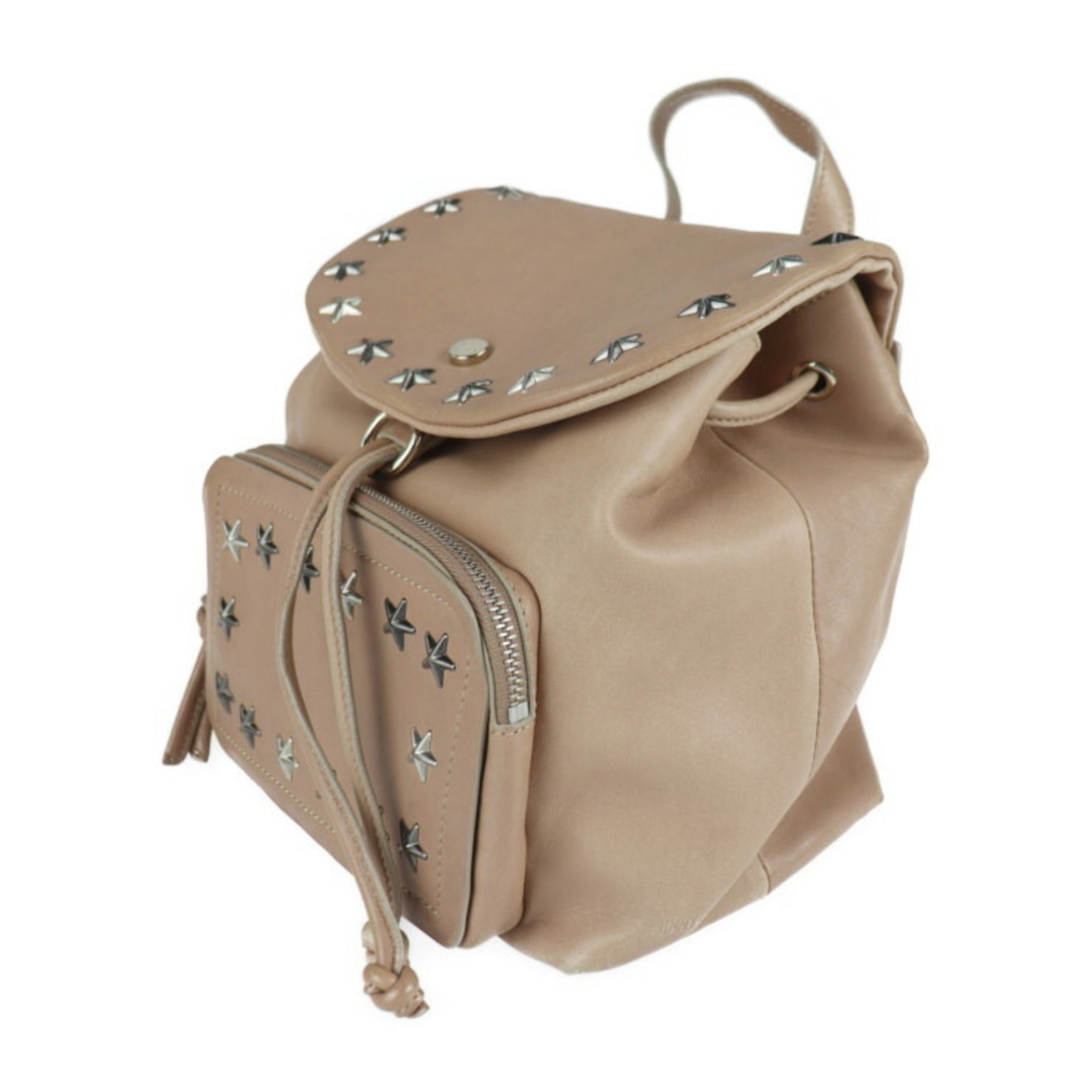 Jimmy Choo SUKI Suki Backpack Daypack Leather Pink Beige One Shoulder Bag Mini Star Studs
