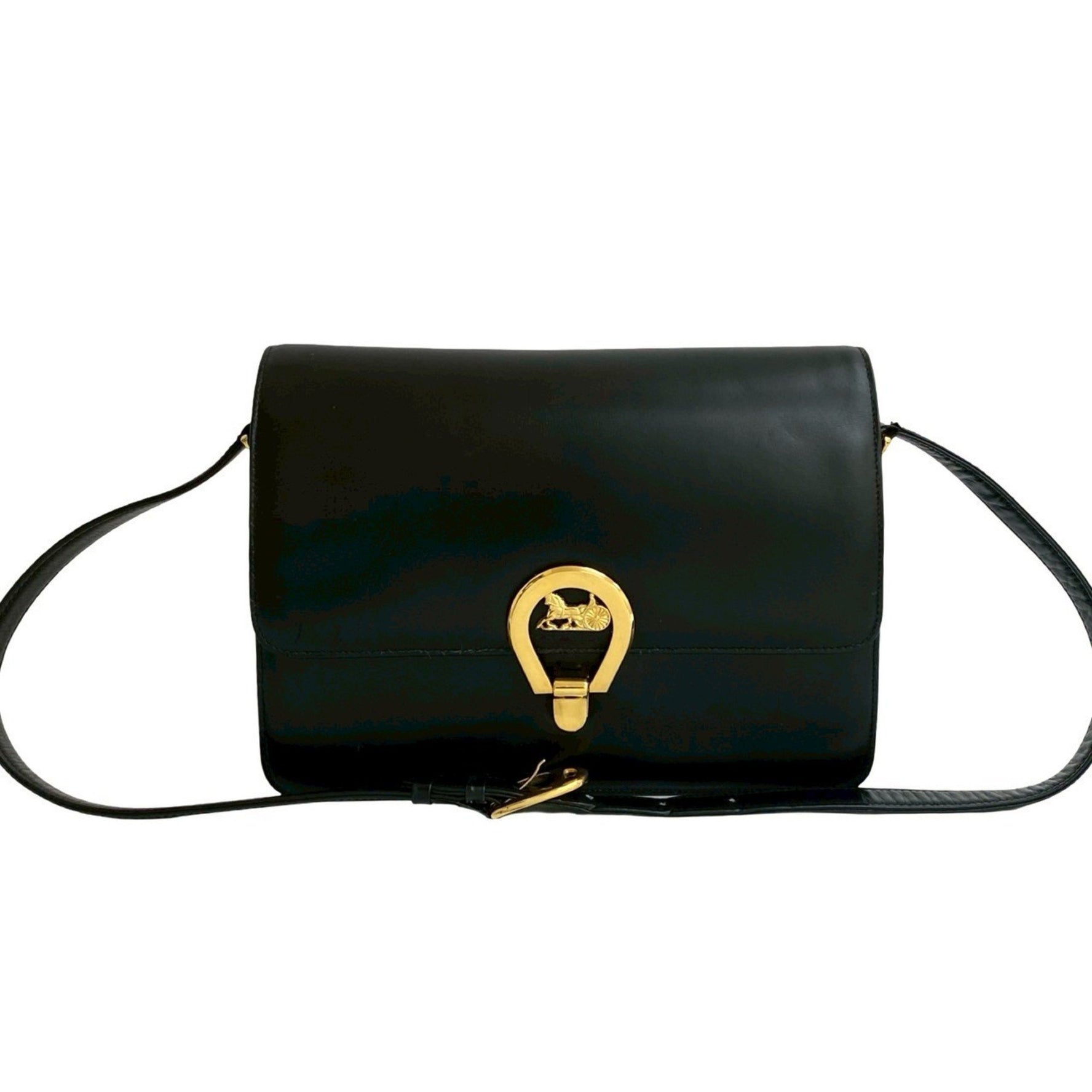 CELINE Horseshoe Leather Semi-Shoulder Bag in