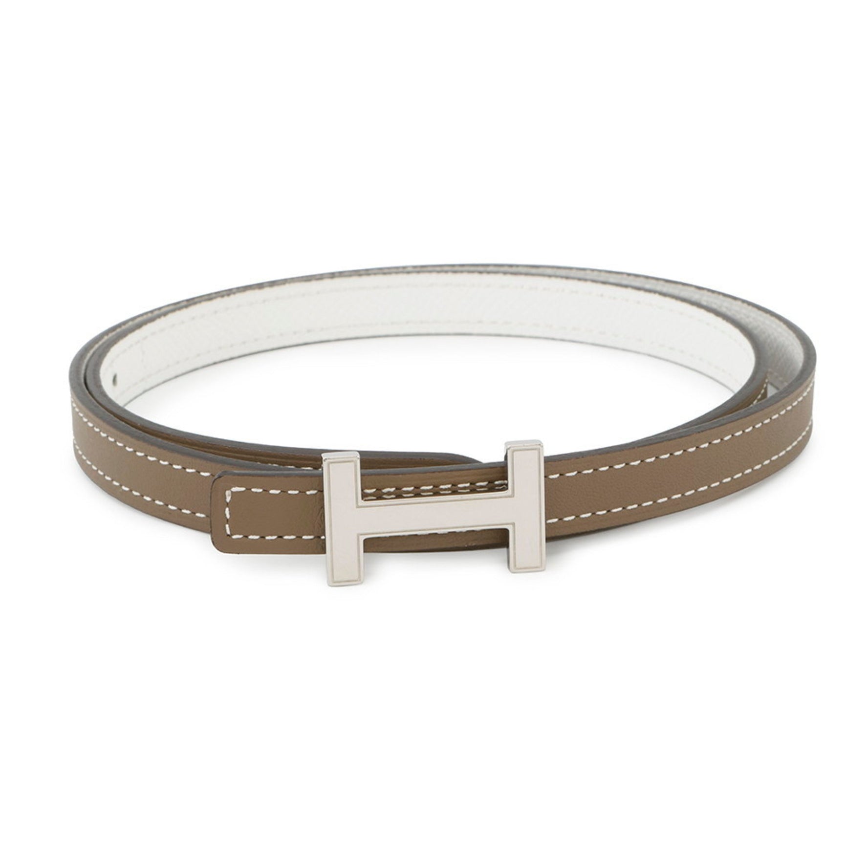 Hermes Belt H Reversible Etoupe White Swift Epson W Stamp Size 70