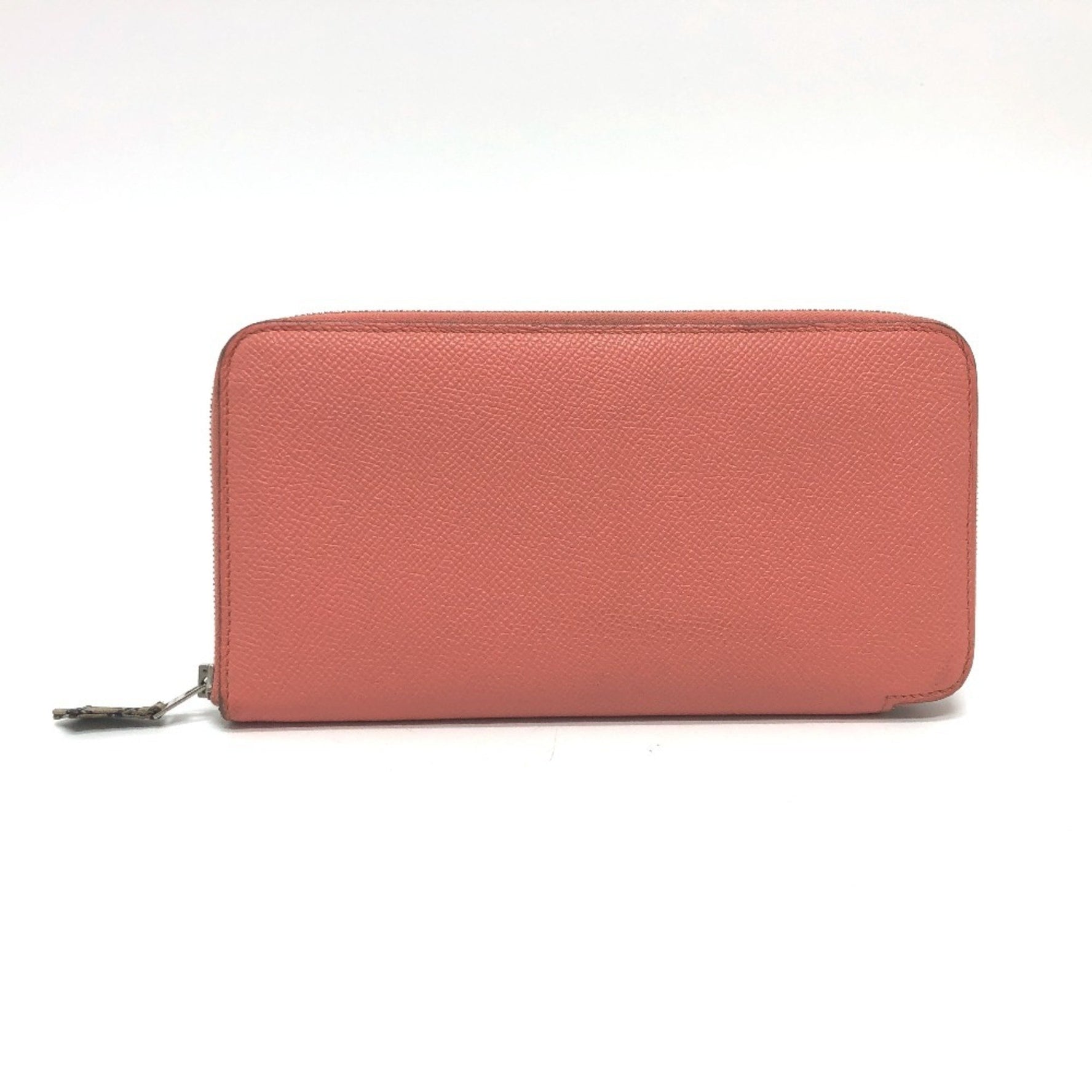 HERMES Azap Silkin Round Zip Long Wallet in Epsom Flamingo