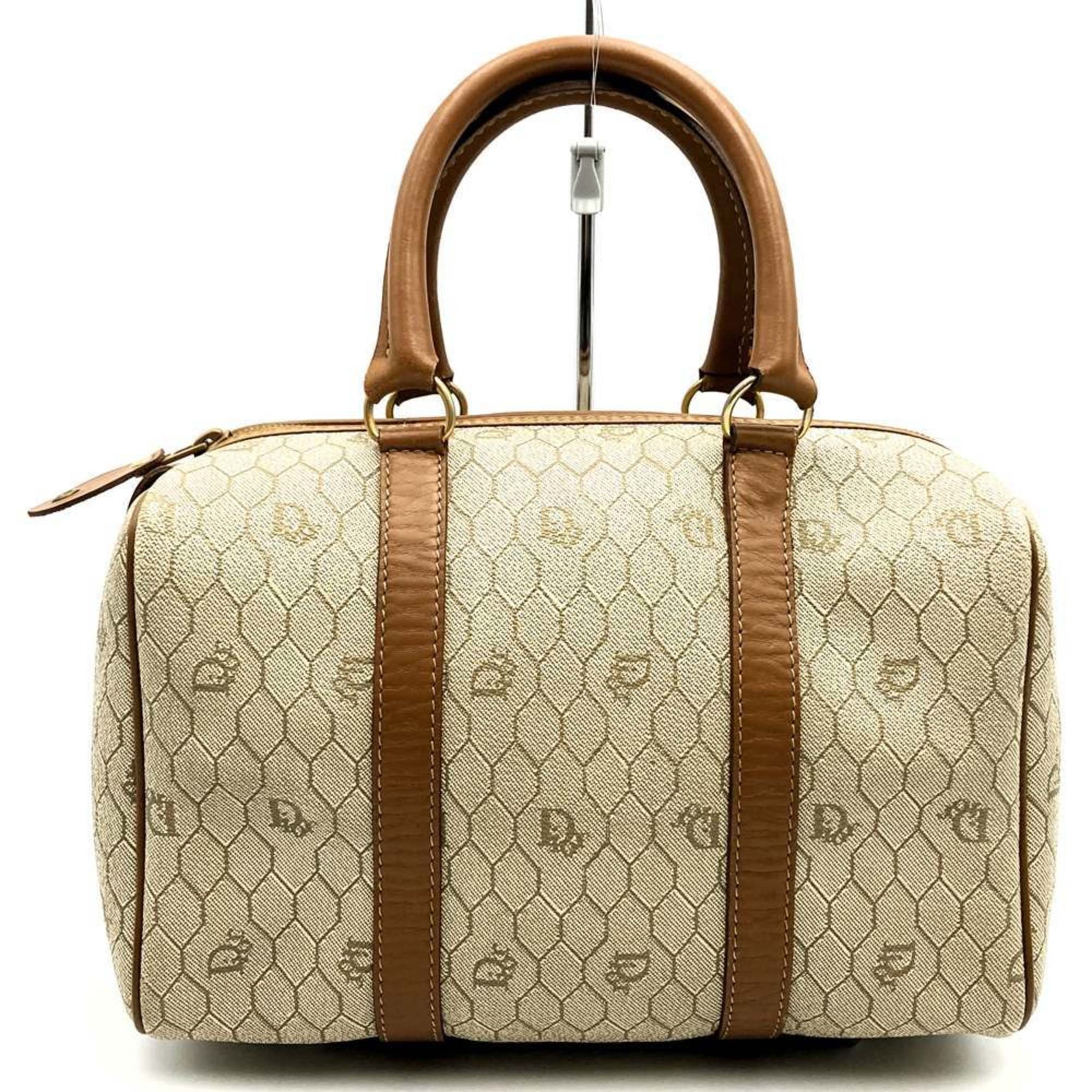 Christian Dior Dior handbag honeycomb beige x brown