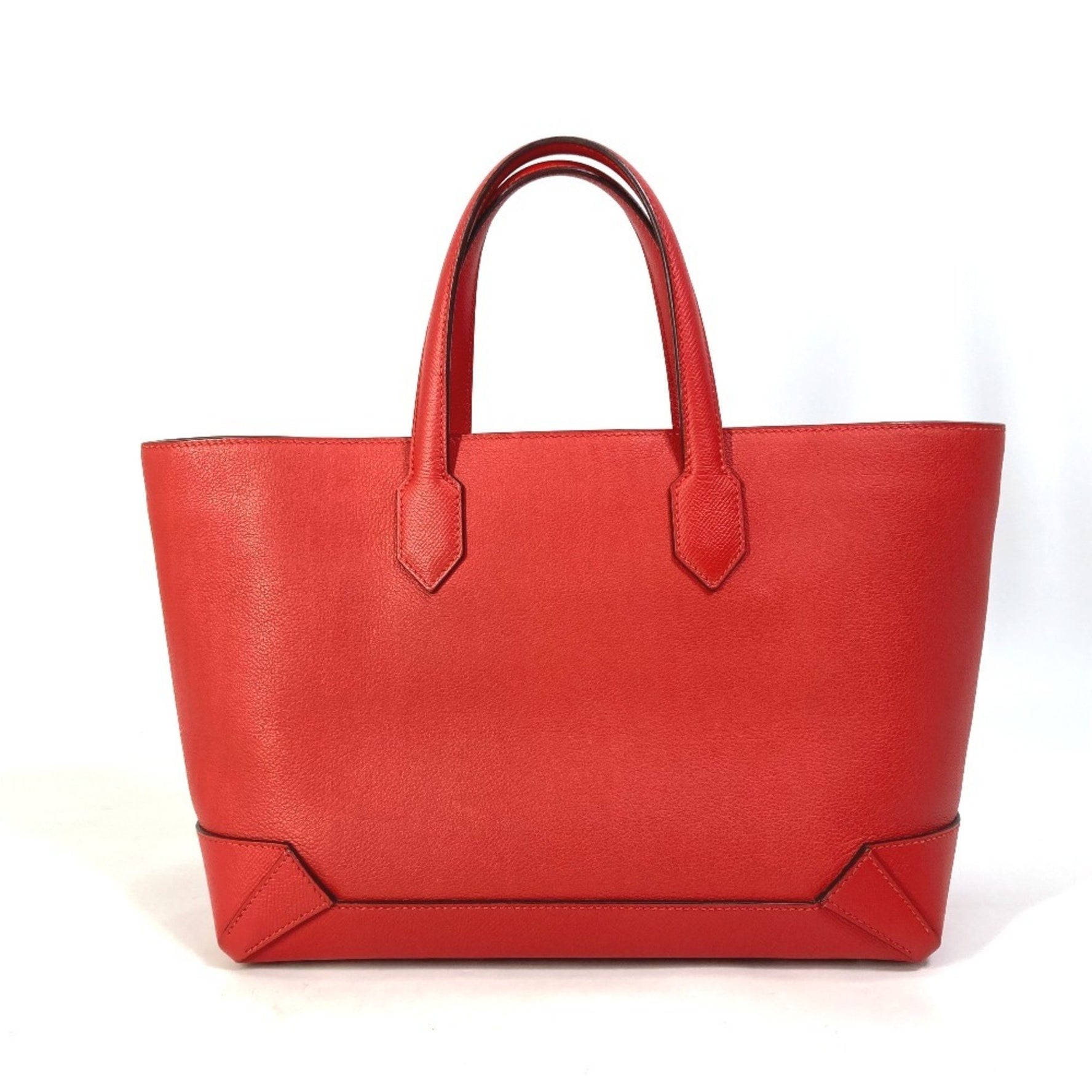 HERMES Maxi Box Cabas 30 Handbag/Tote Bag Evercolor/Veau Epsom Rouge Tomato Red