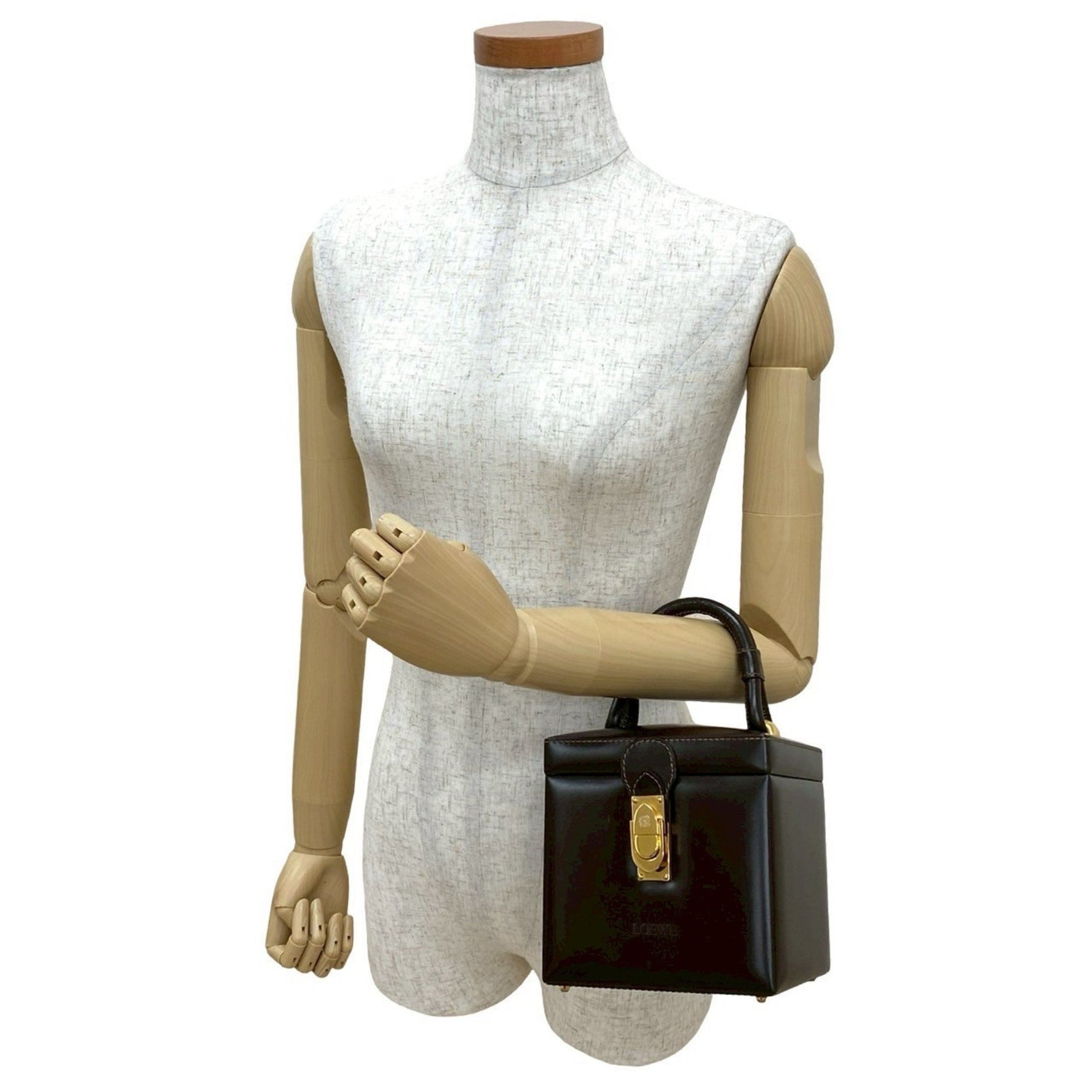 LOEWE Anagram Logo Metal Hardware Genuine Leather Mini Handbag Vanity Bag