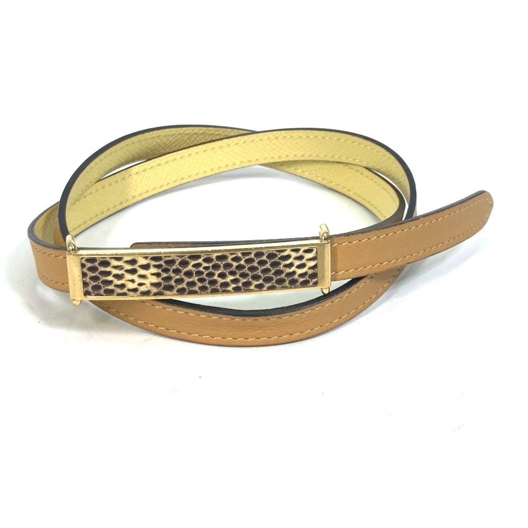 HERMES Thin Leather Belt Jaune Poussin/Jaune Ambre