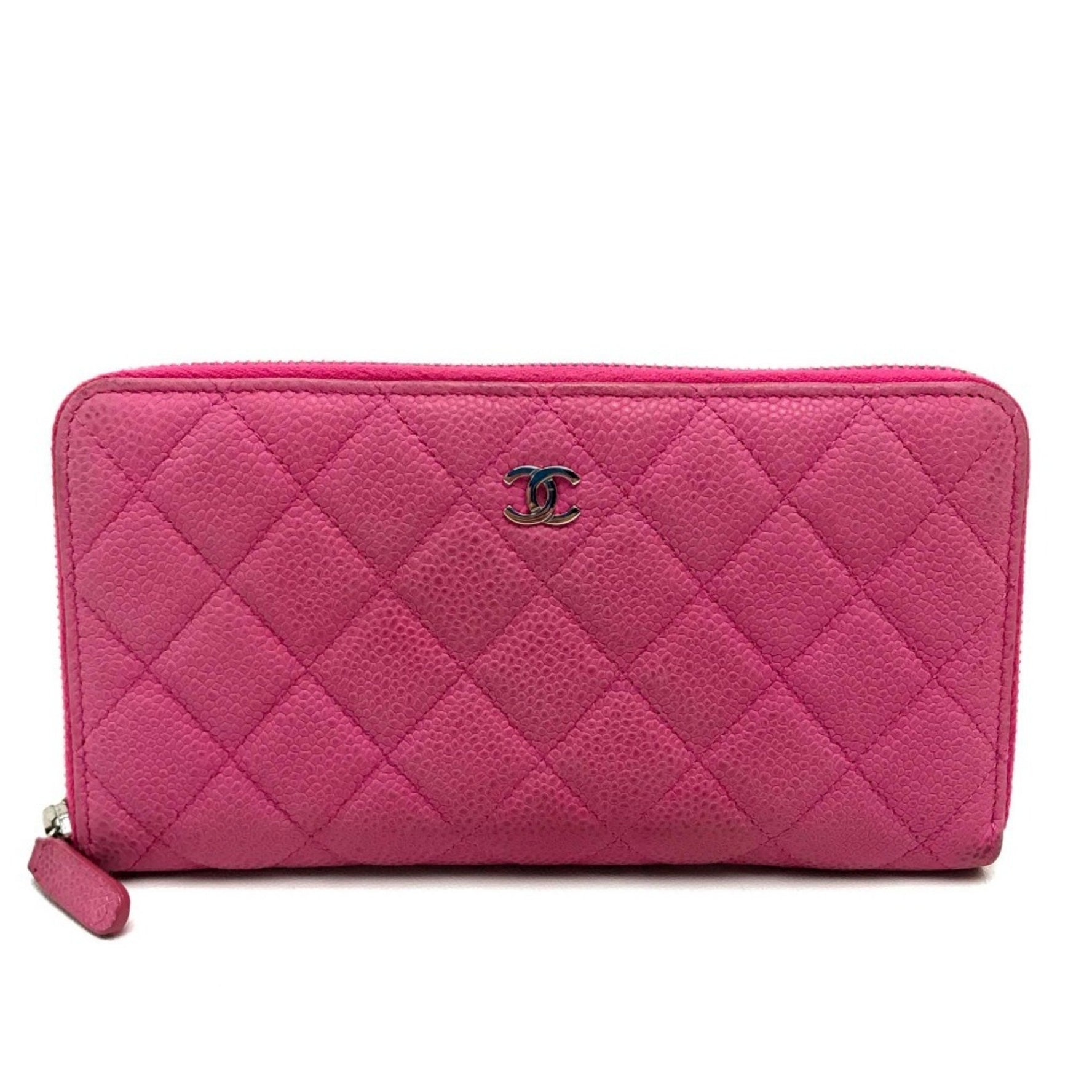 CHANEL Round Long Wallet Matelasse CC Coco Soft Caviar Skin