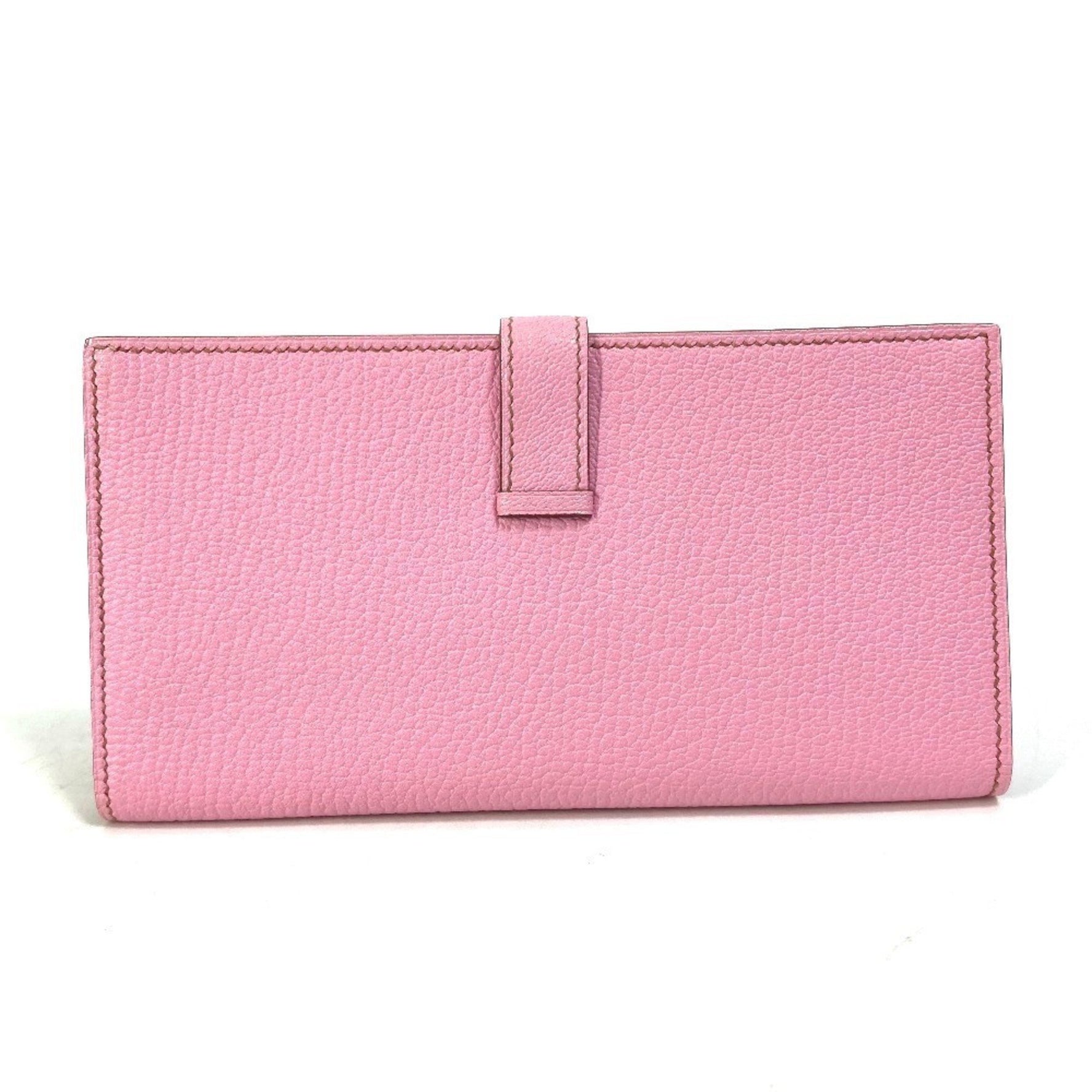 HERMES H hardware Bearn Souffle bifold long wallet Chevre pink