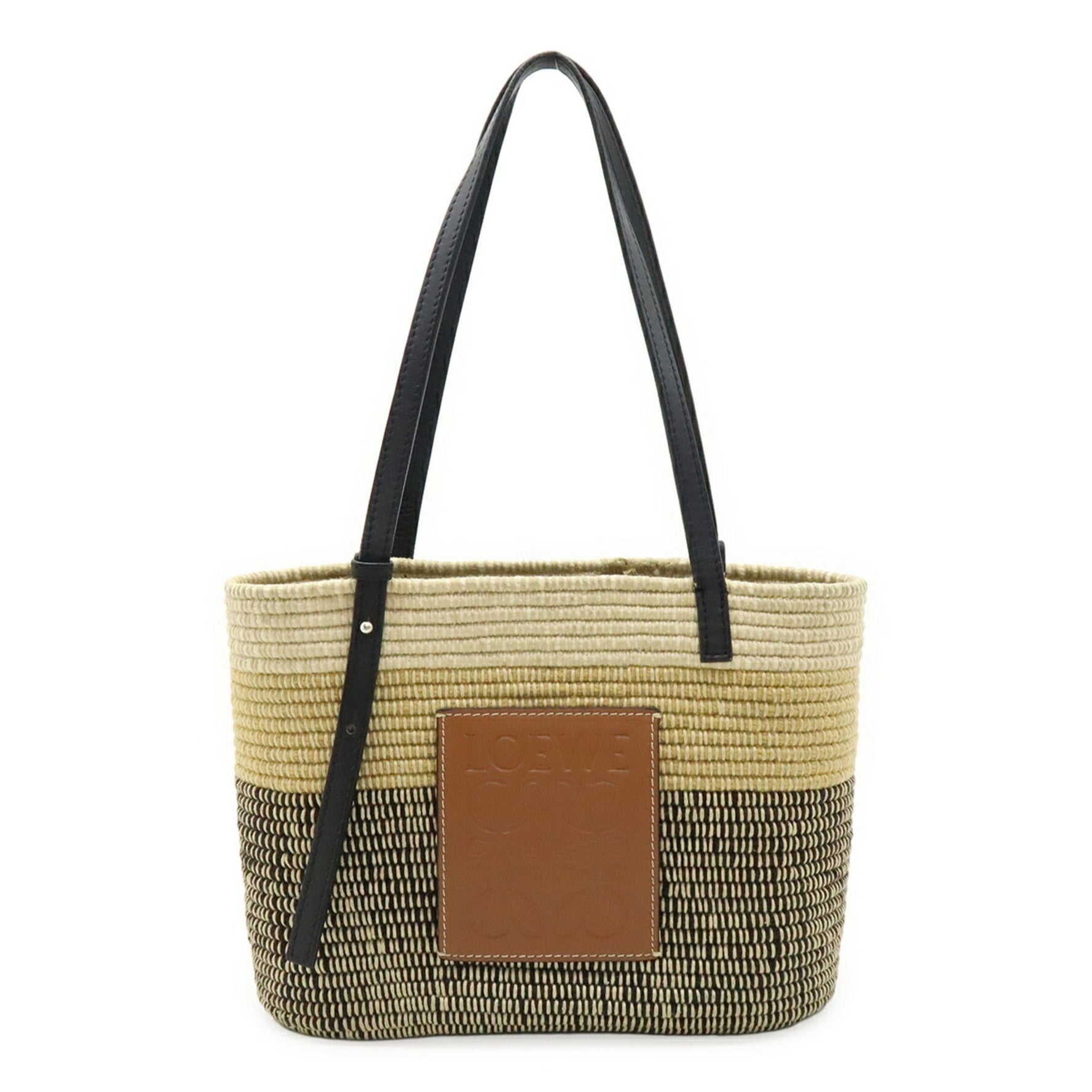 LOEWE Square Basket Small Shoulder Bag, Wool and Leather, Tan