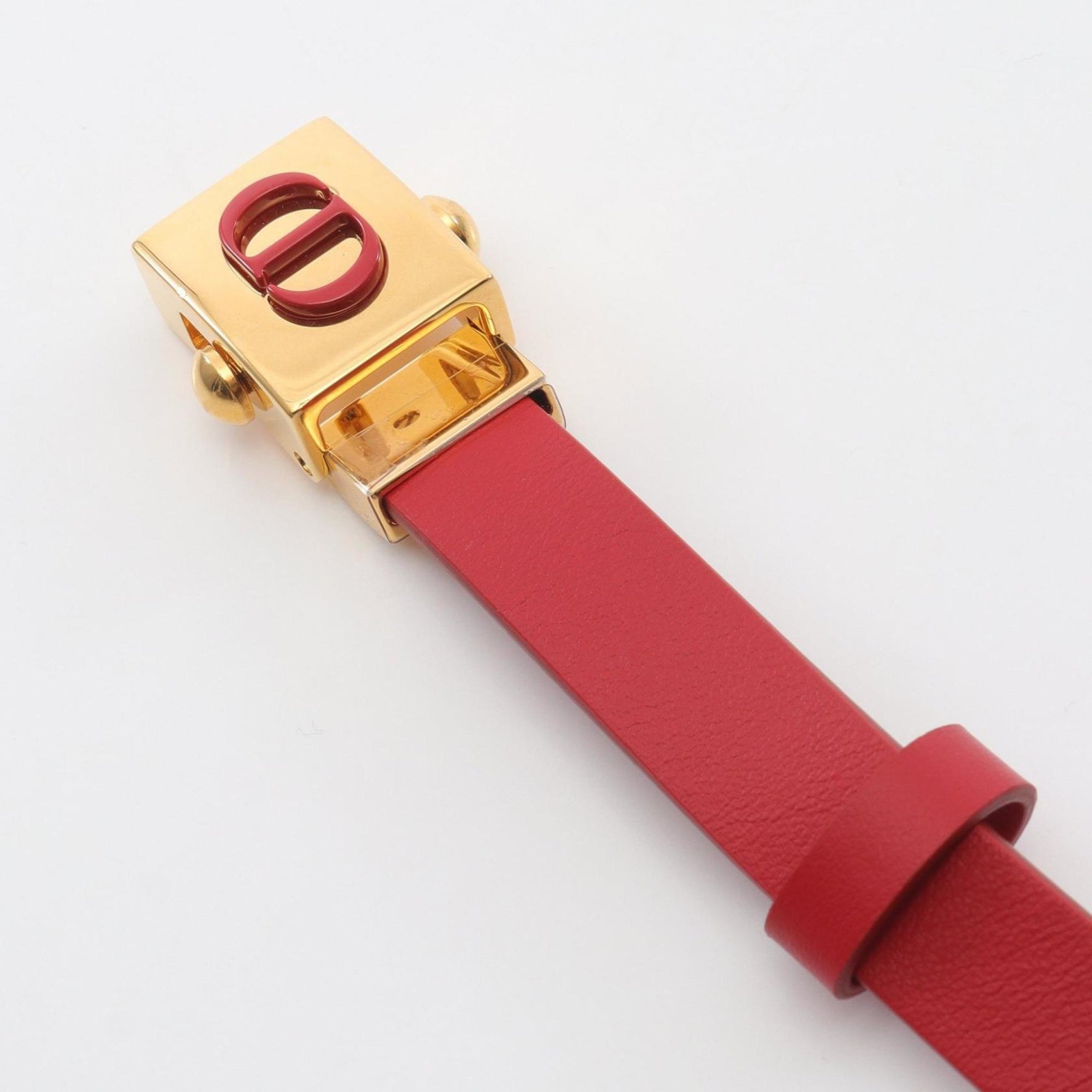 Christian Dior Dior CD logo leather belt red