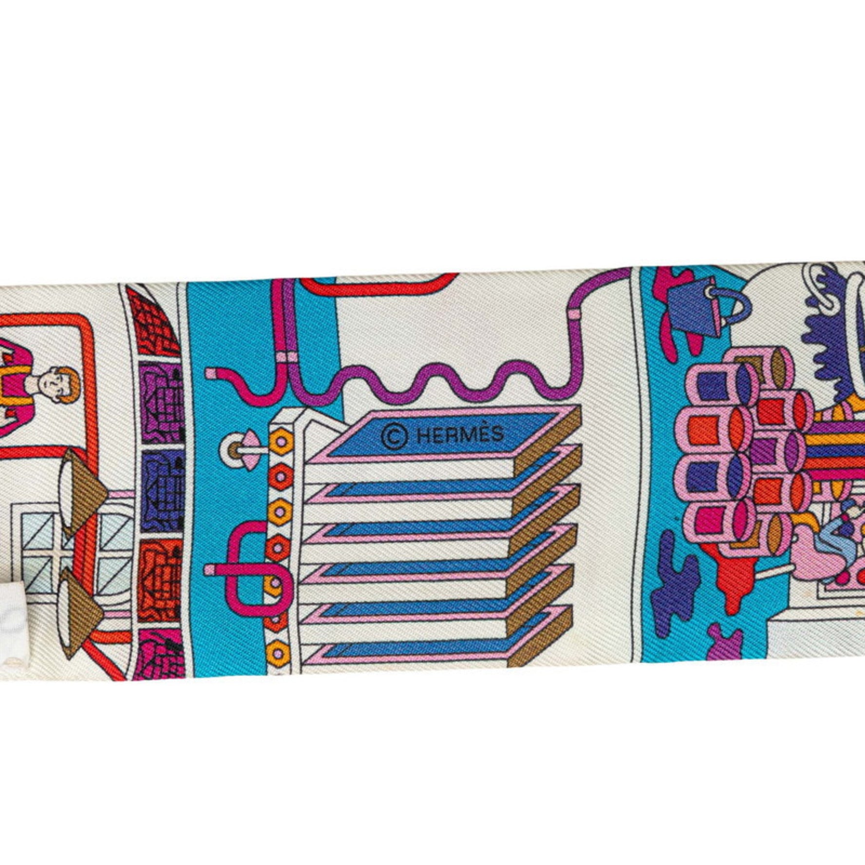 Hermès Twilly LA MAISON DES CARRES Scarf, Multicolor Silk, HERMES