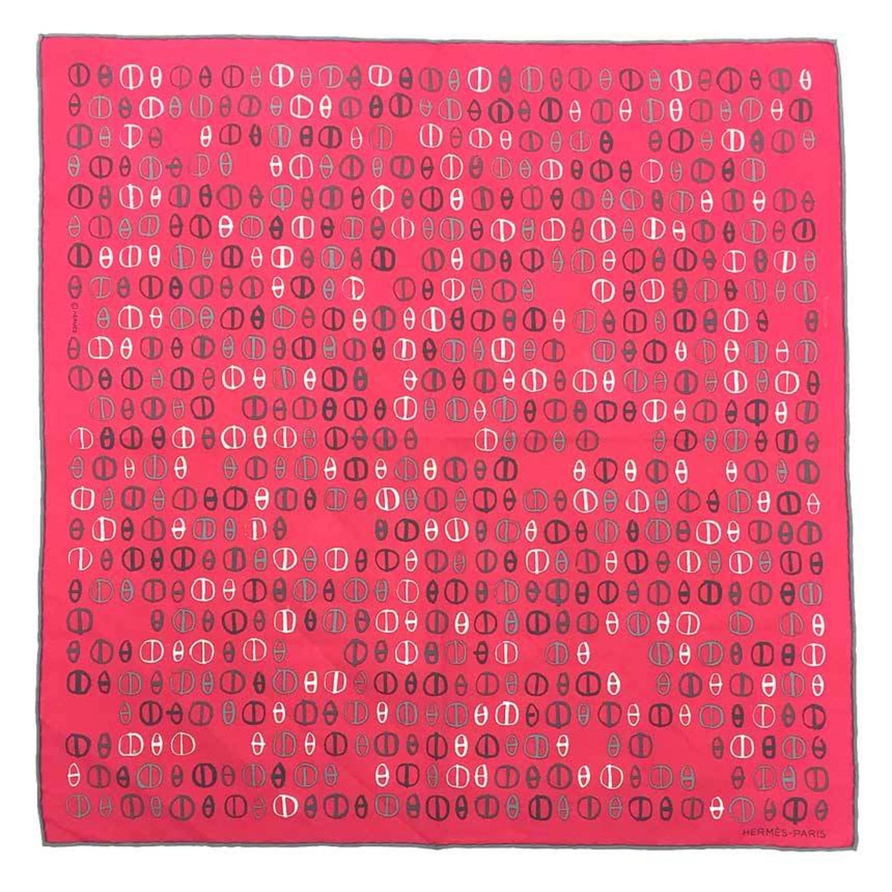 HERMES Cotton Carré Handkerchief Bandana 100% Chaine d'Ancre Scarf Muffler