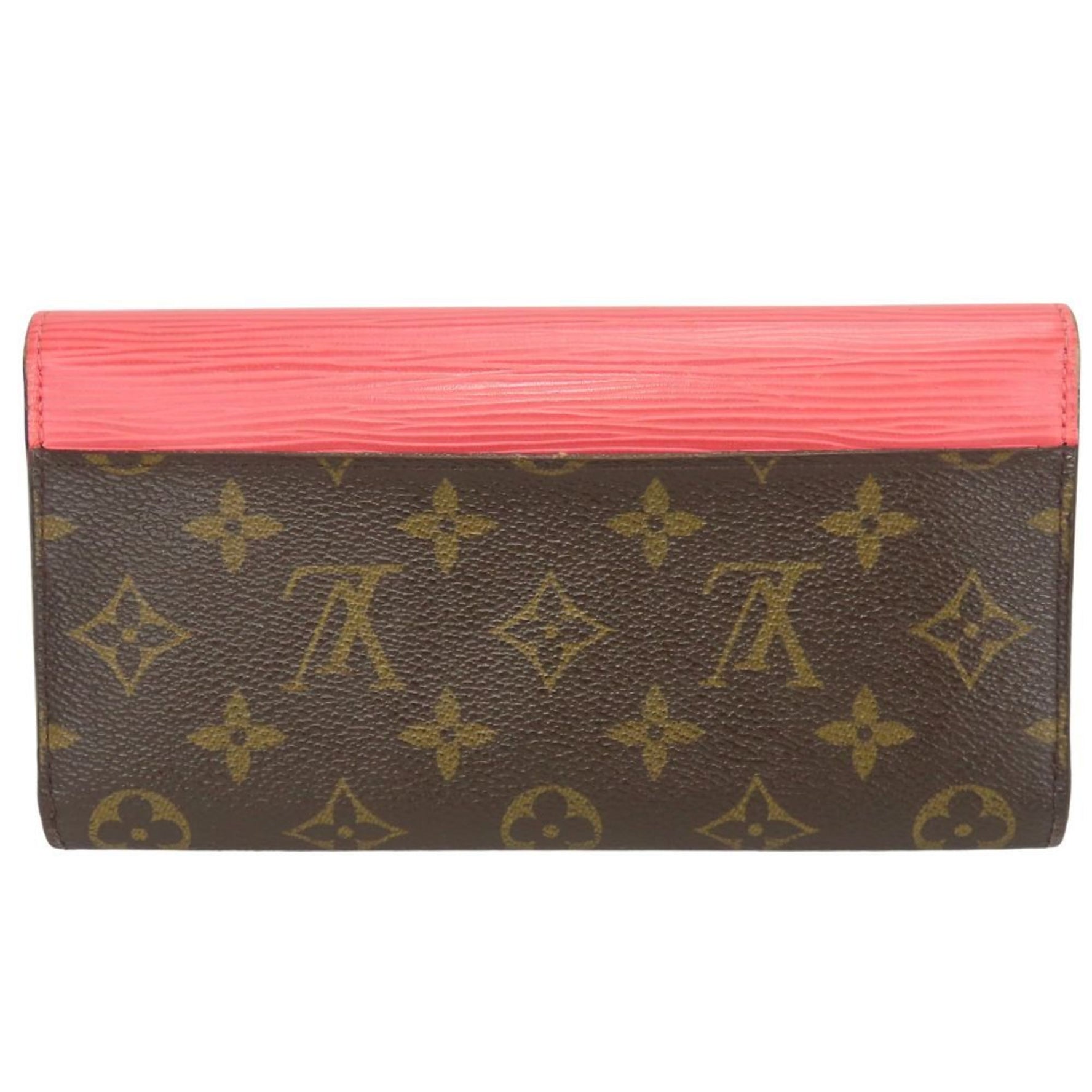 Louis Vuitton Portefeuille Marie Roulon Tri-fold Wallet Epi Leather Monogram Corail Pink Brown Long LOUIS VUITTON