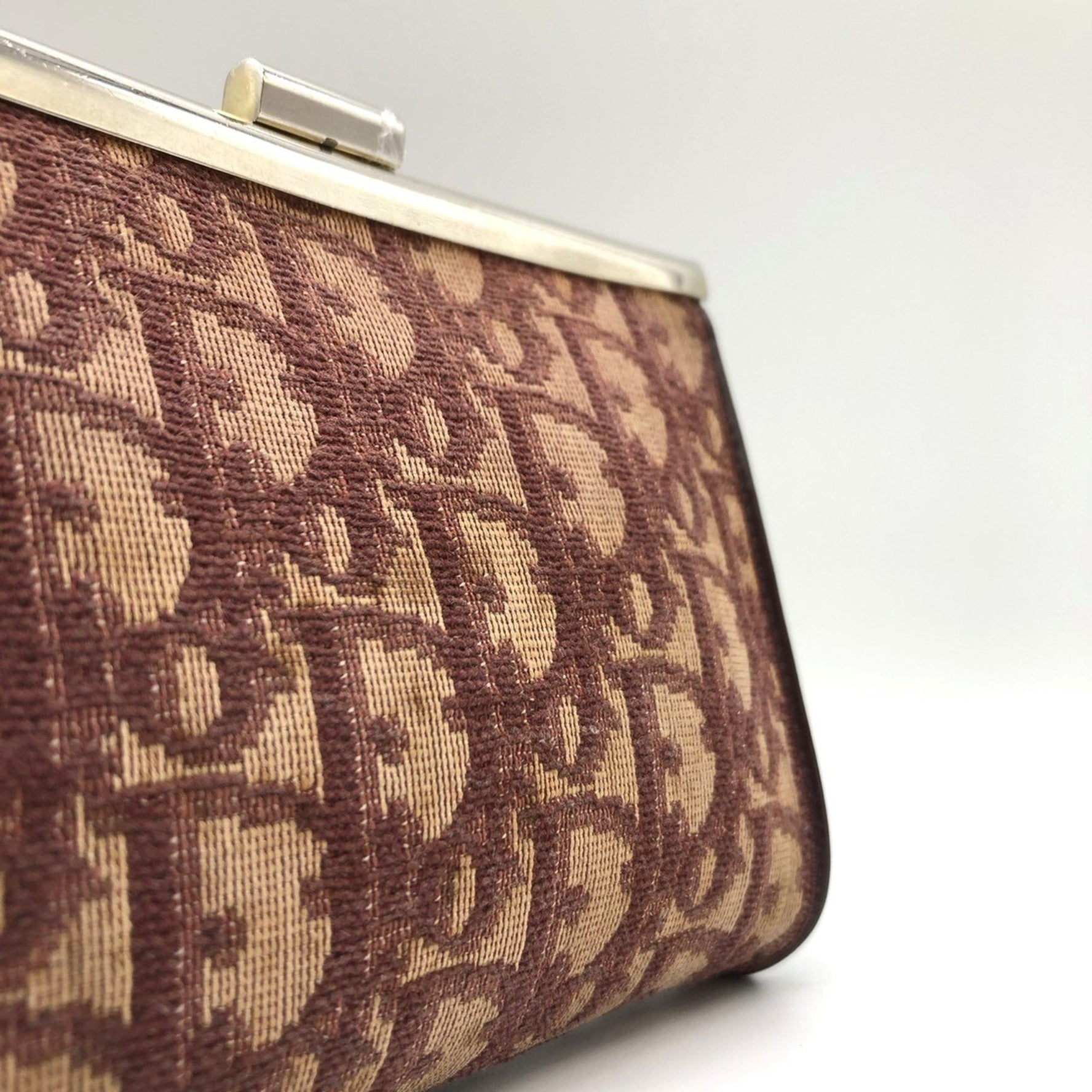 Christian Dior Dior Trotter Pouch, Red, Gold, and Beige Canvas