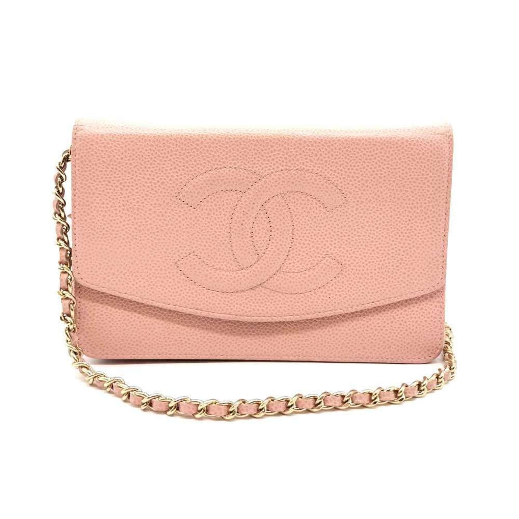 Chanel Chain Wallet Shoulder Long Pochette Coco Mark Caviar Skin