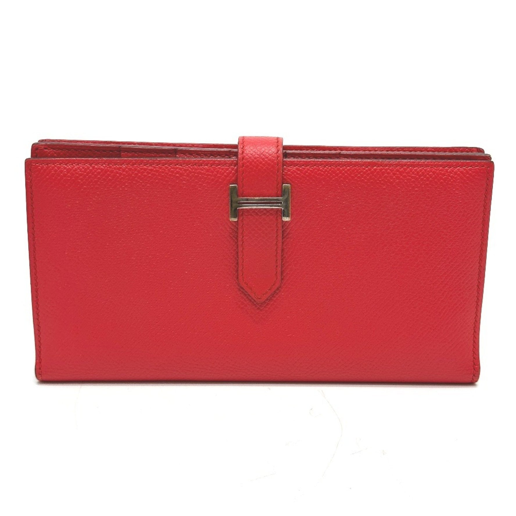 HERMES H hardware, Bearn soufflet bifold long wallet, Epson, Rouge Tomato, red