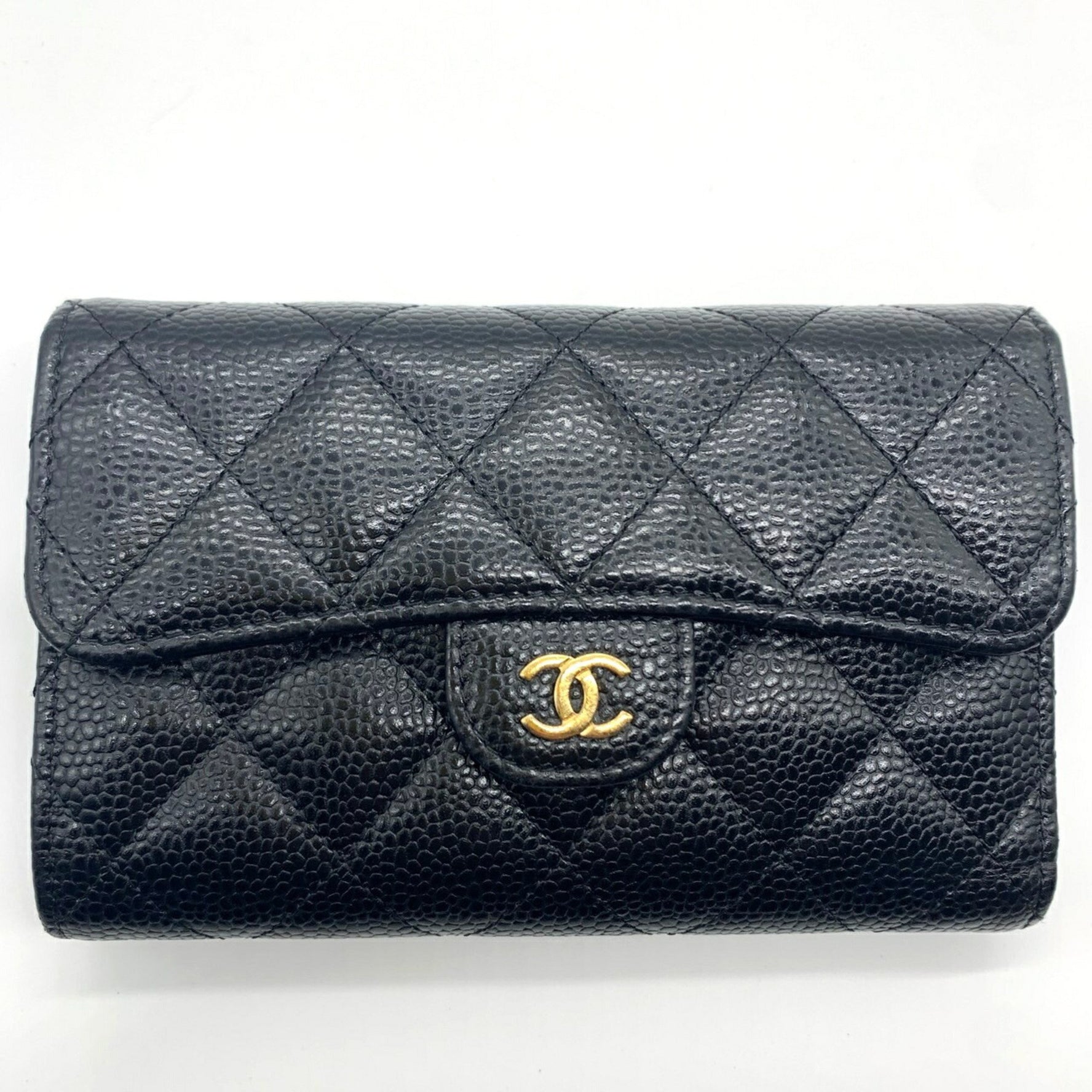 Chanel Matelasse Medium Flap Wallet Tri-fold Caviar Skin