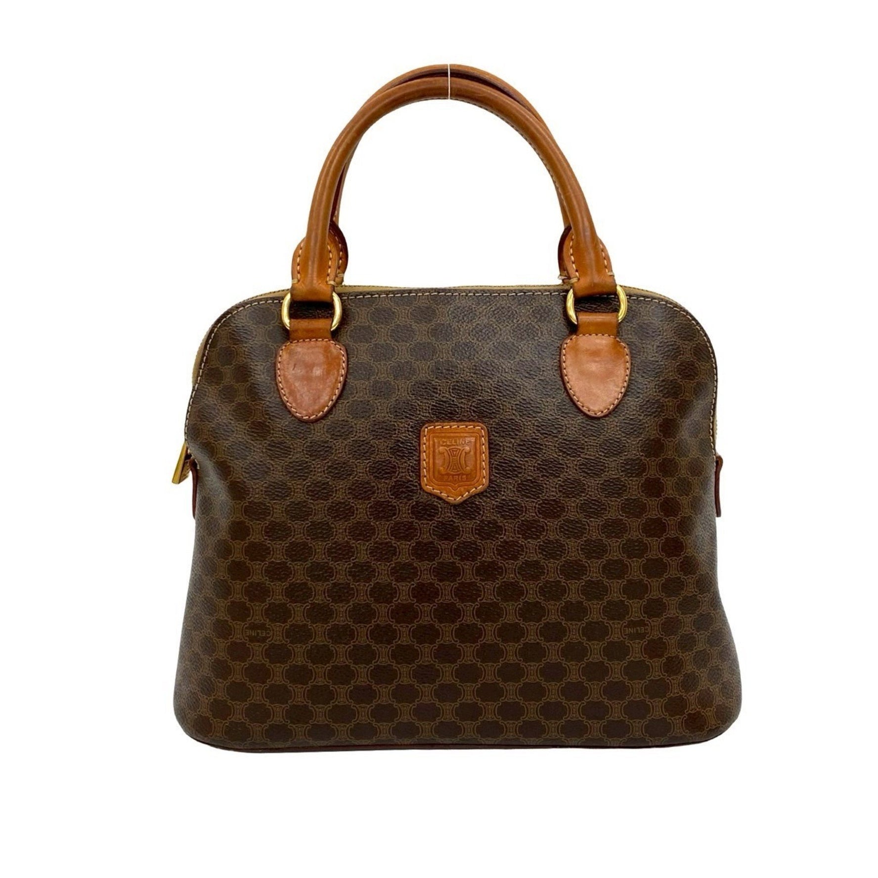 CELINE Macadam Blason Triomphe Leather Handbag/Mini Boston Bag, 997-6