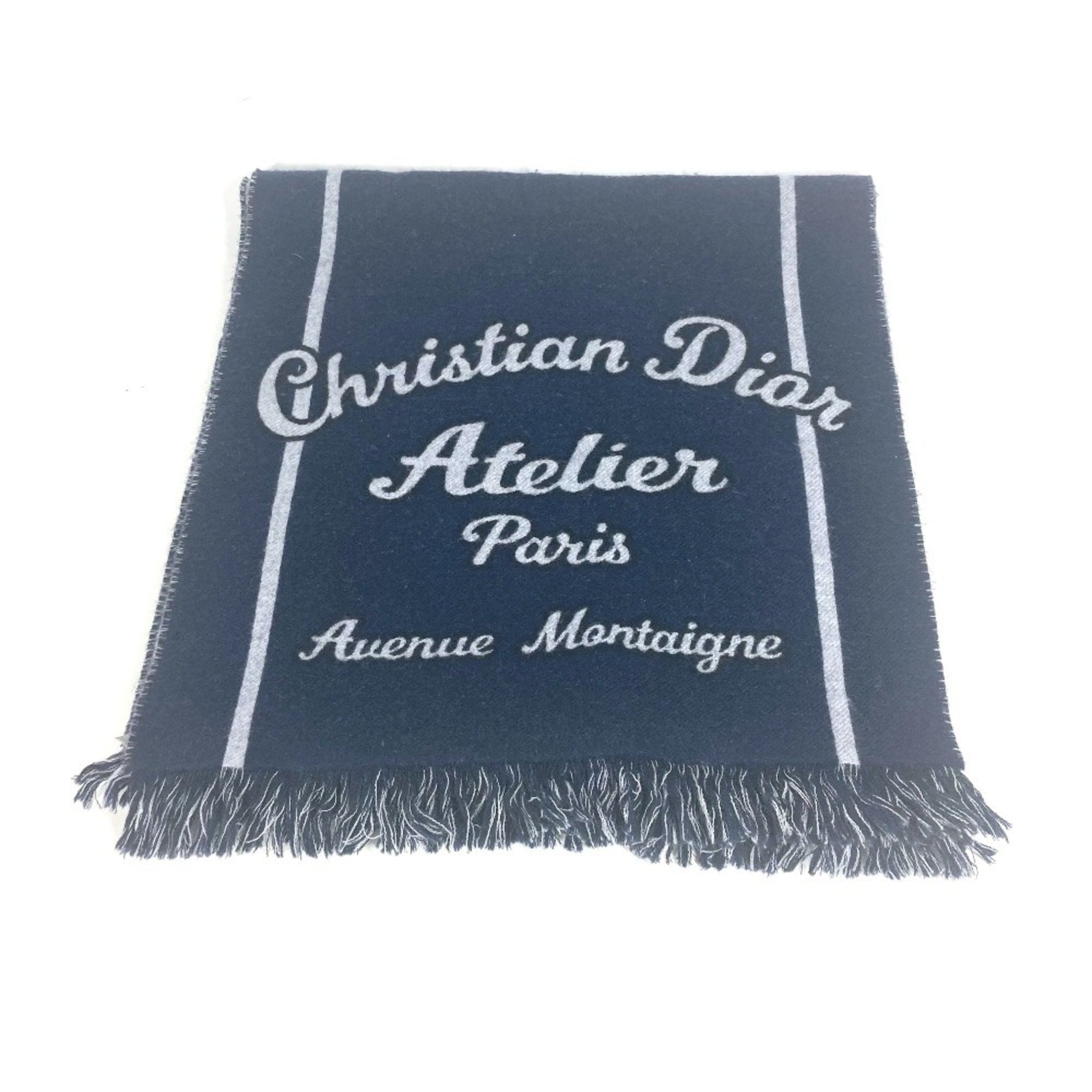 Christian Dior Dior Bicolor Atelier Scarf Wool Men's Navy