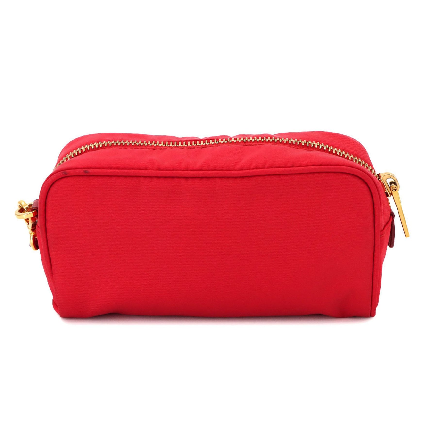 Prada Pouch Bag, Nylon and Saffiano Leather, Red, Gold Hardware