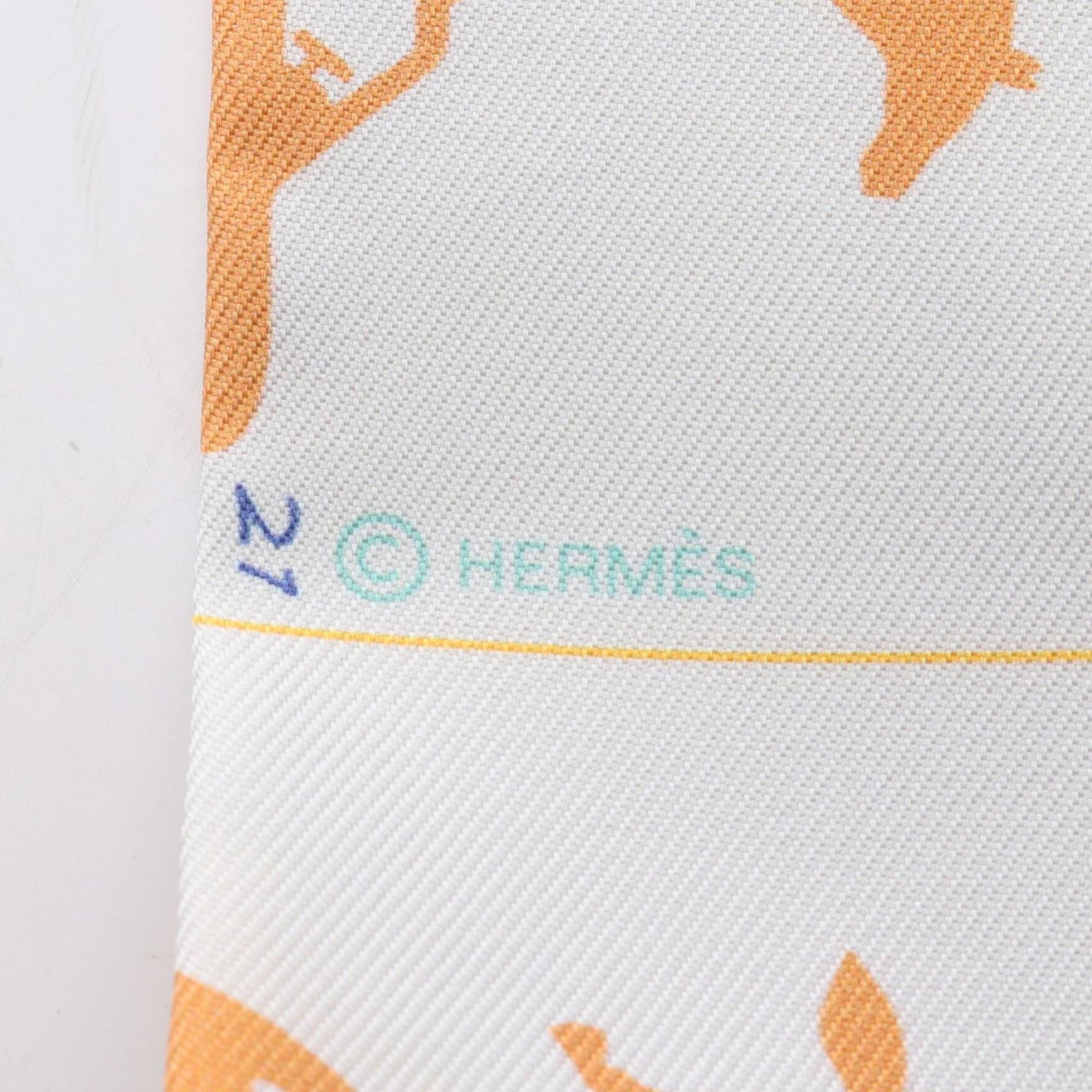 Hermes Hermès PARADE Twilly Silk Scarf in White and Multicolor