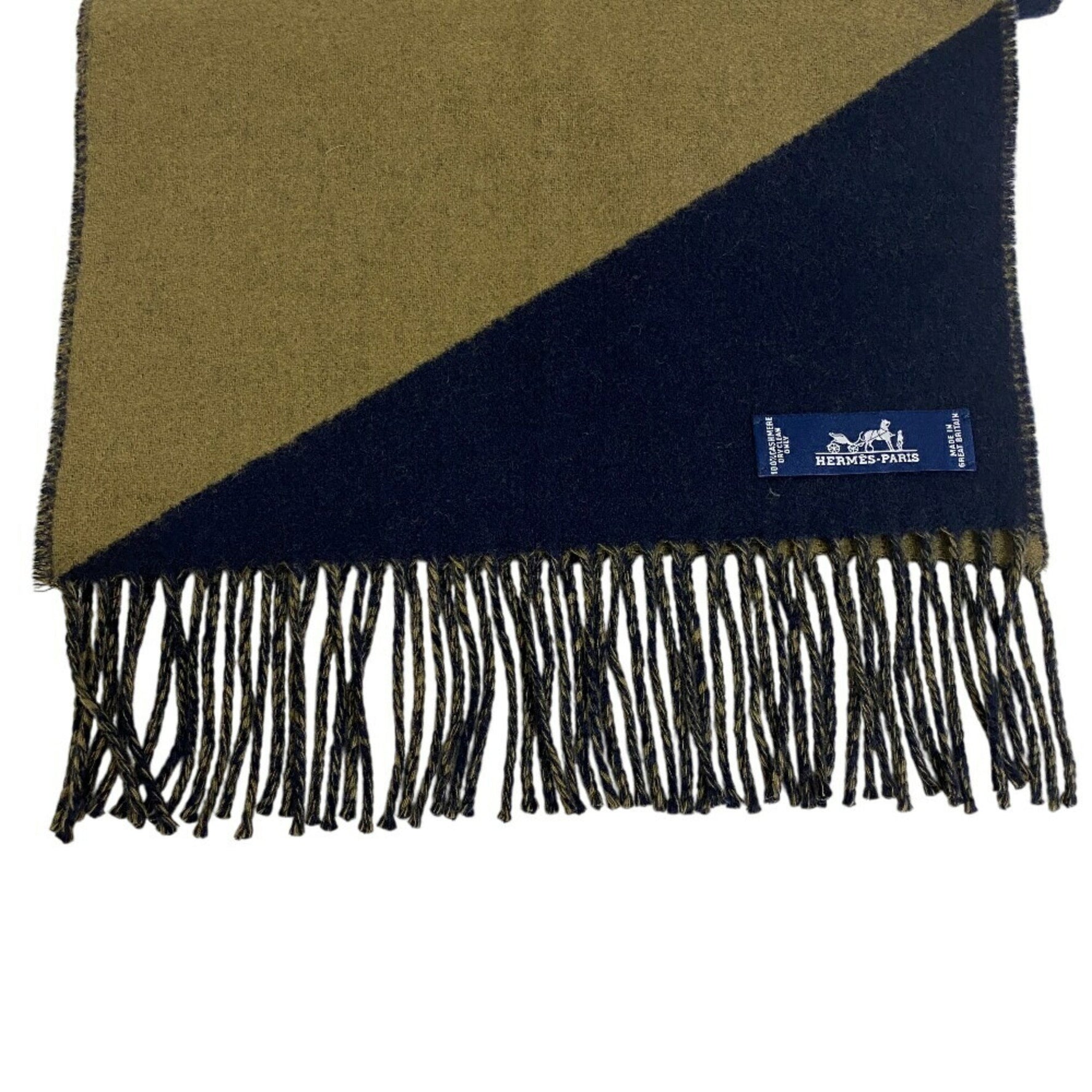 HERMES Zigzag Kazak Scarf, Fluffy, Thick, Black, Unisex