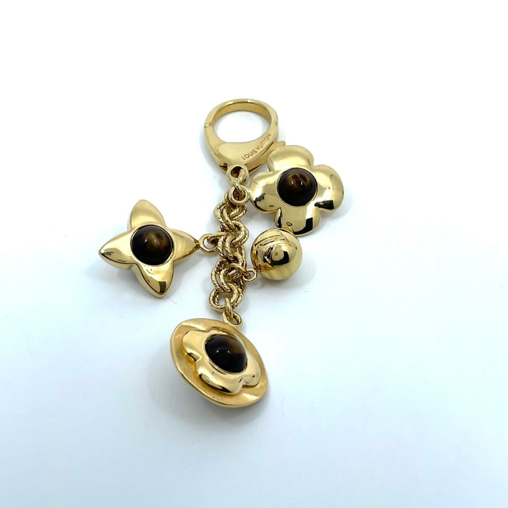 Louis Vuitton Bijoux Sac Tresor Bag Charm Gold and Brown Metal Keychain