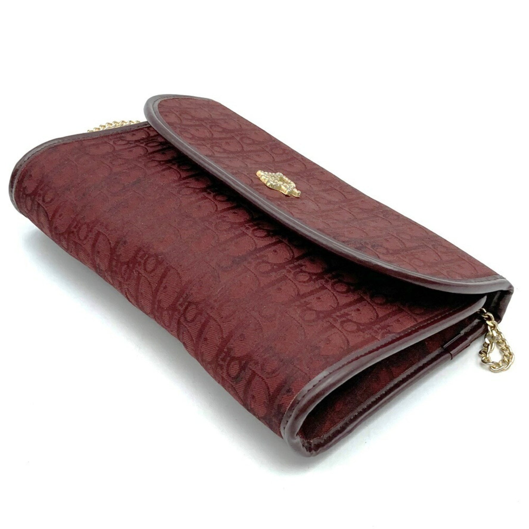 Christian Dior Dior Trotter Canvas Chain Shoulder Bag with Pouch, Red
