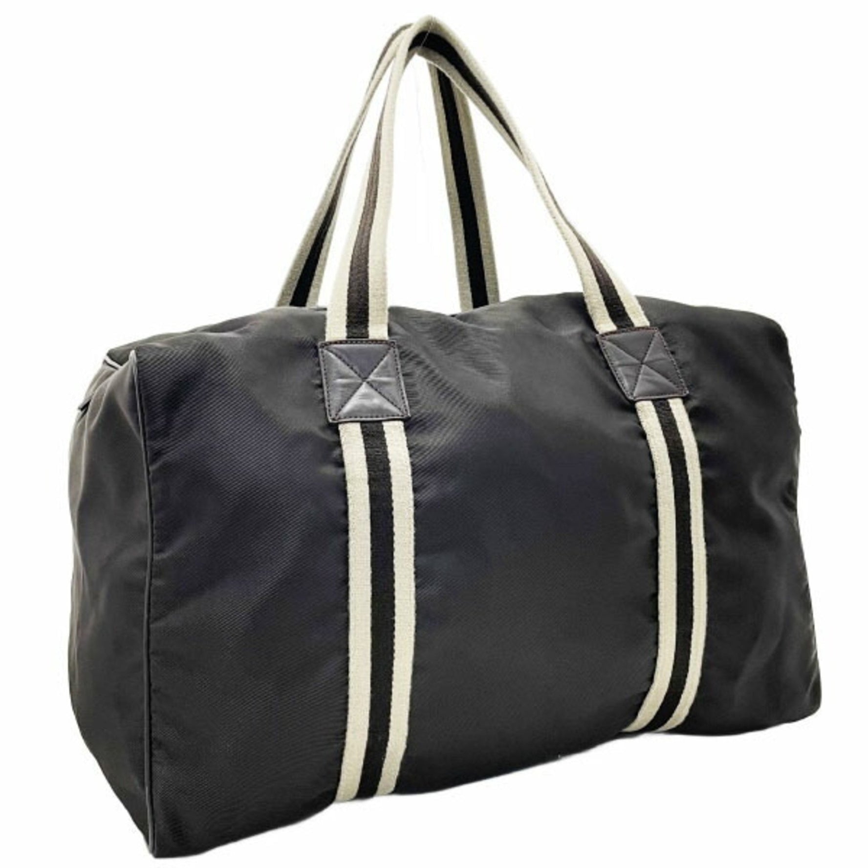 Gucci Boston Bag Sherry Line Shoulder Nylon Leather Dark Brown Beige 012 8657 Bicolor Handbag Outlet