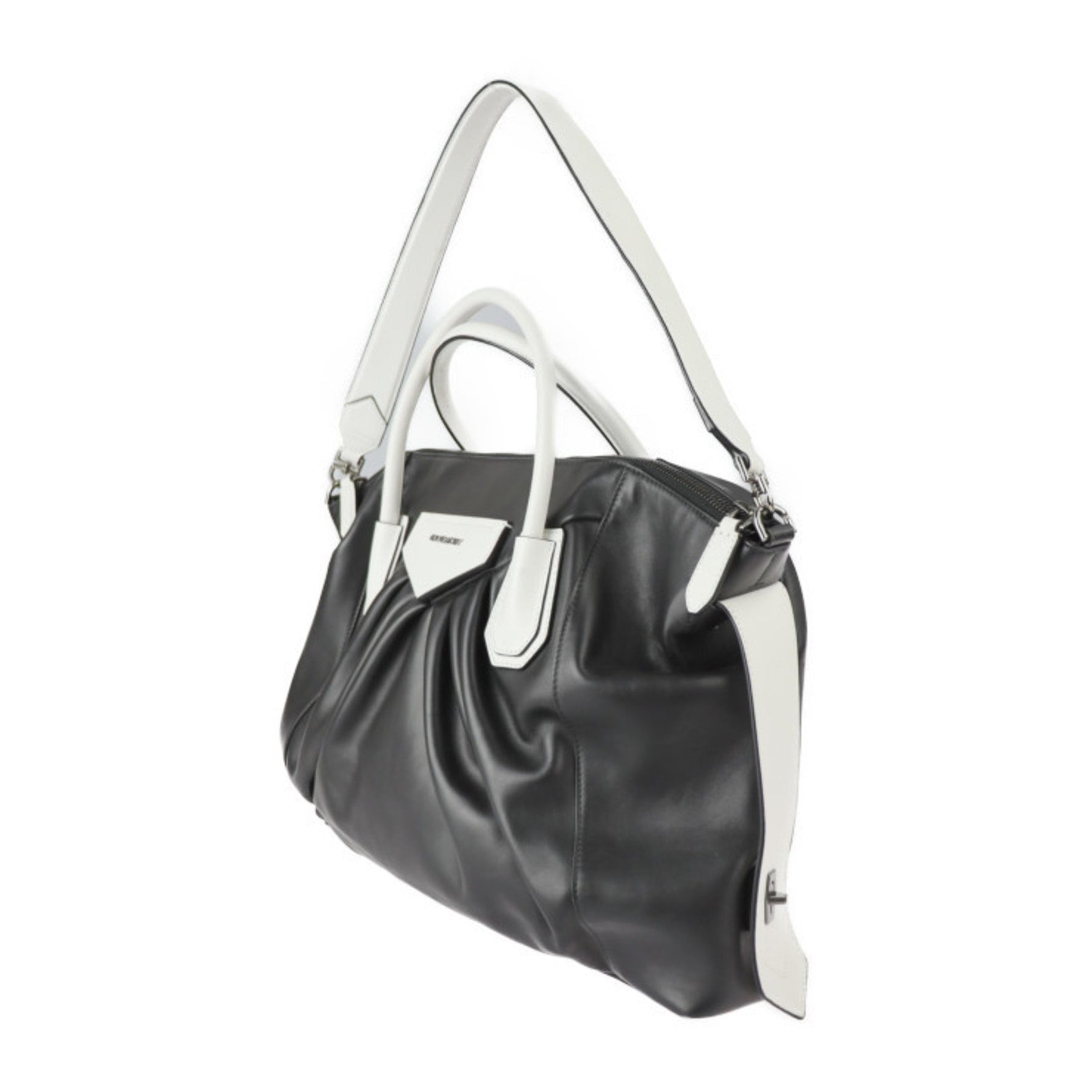 GIVENCHY Antigona soft medium handbag leather black white silver metal fittings shoulder bag tote