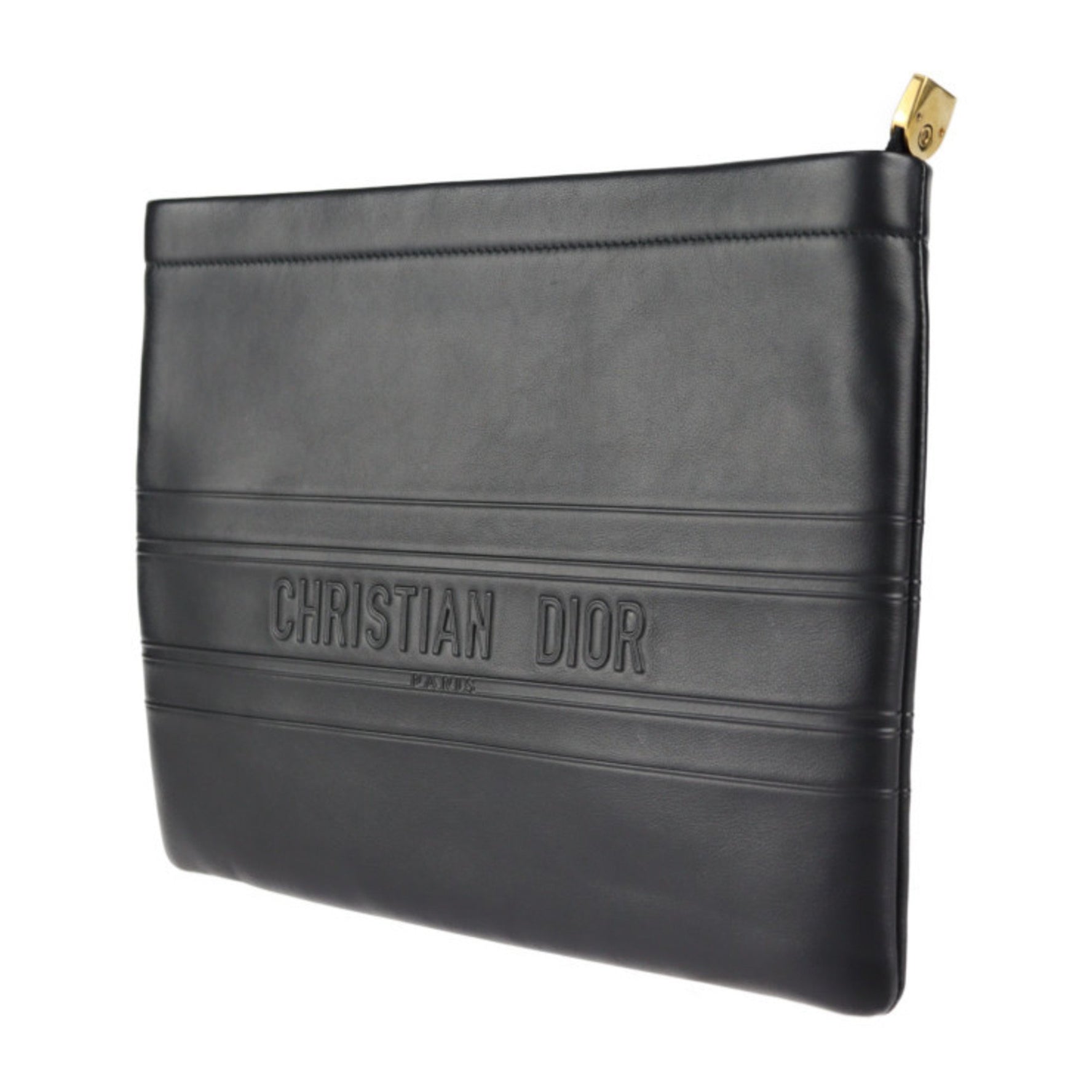 Christian Dior clutch bag leather gold metal fittings