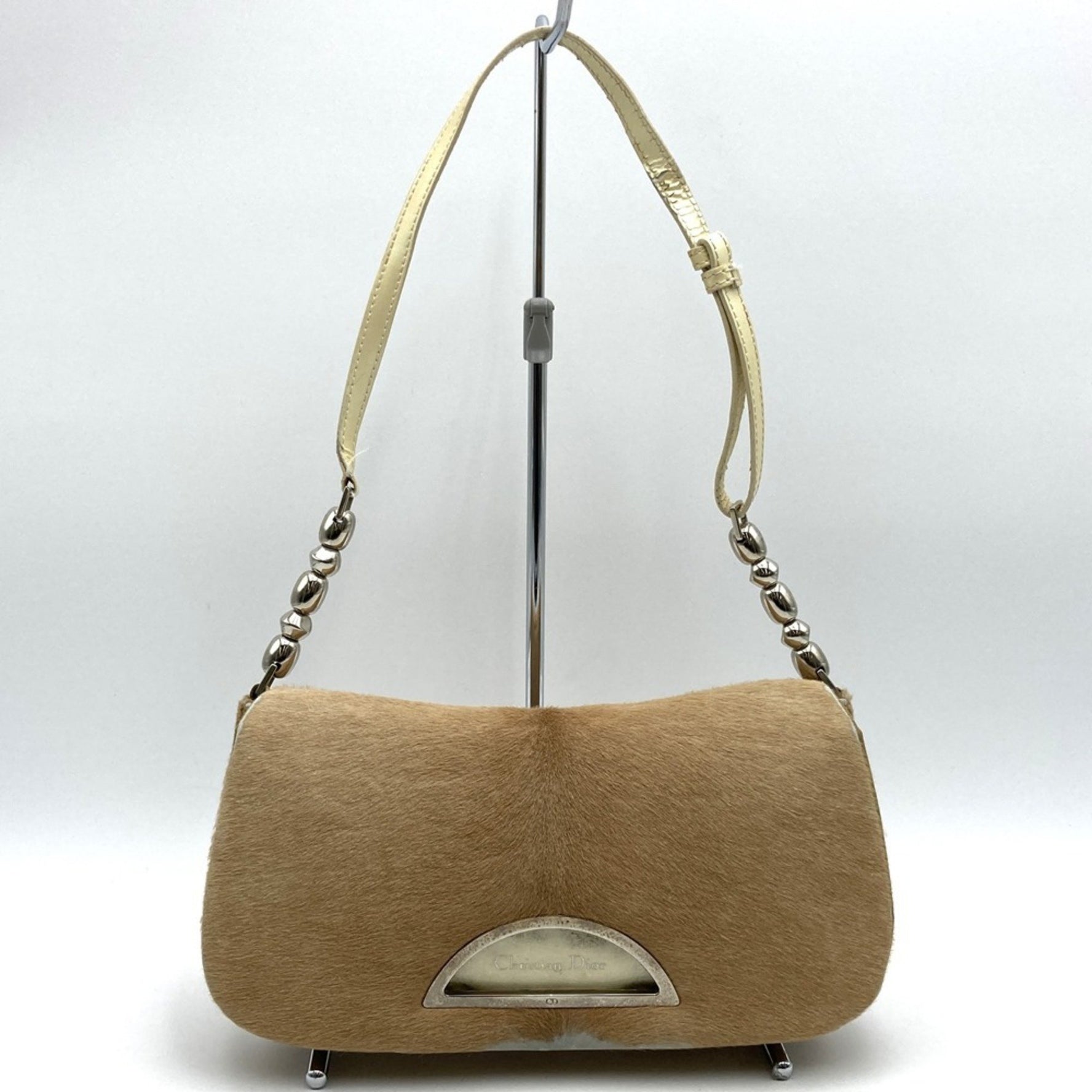 Christian Dior Dior Handbag Porcelain Leather/Malis Pearl