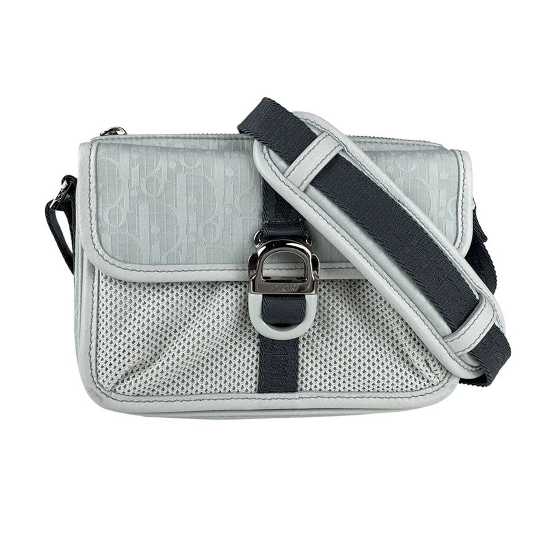 Christian Dior Dior shoulder bag in satin and canvas, light blue gray