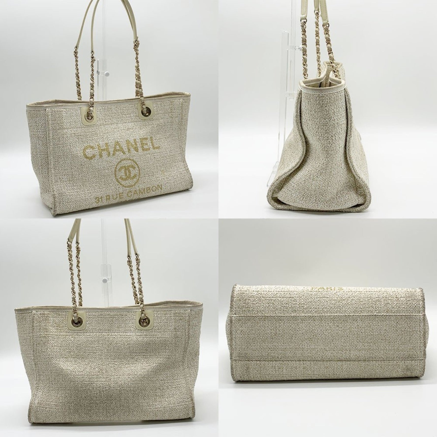 Chanel Chain Deauville MM Tweed Canvas