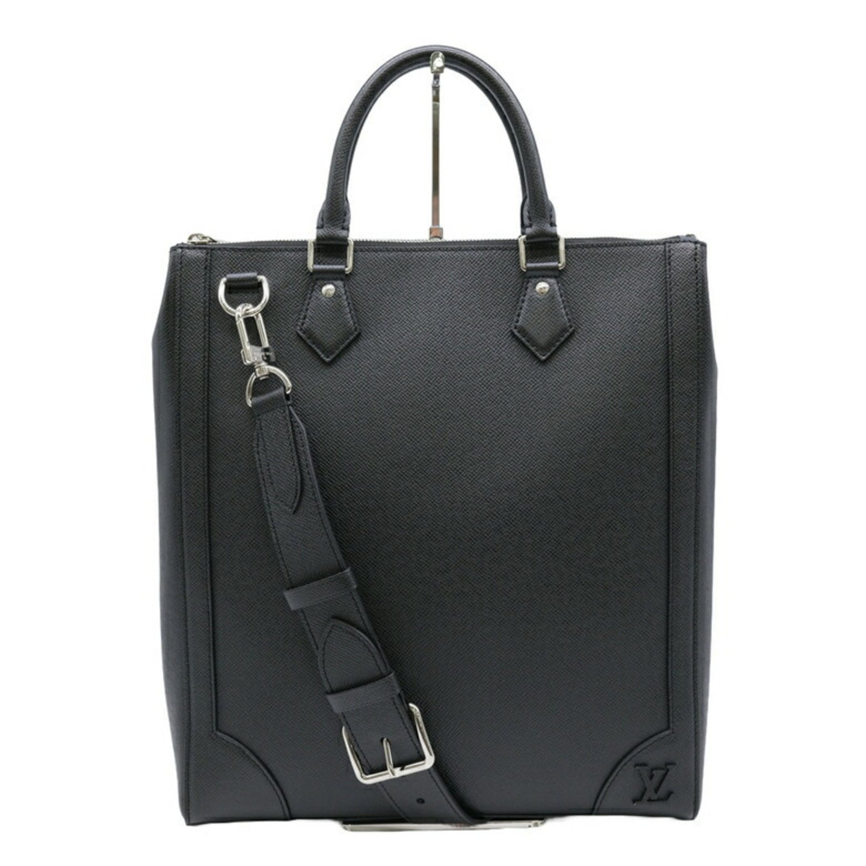 Louis Vuitton Taiga Vertical Tote Bag Handbag Leather Ardoise Black