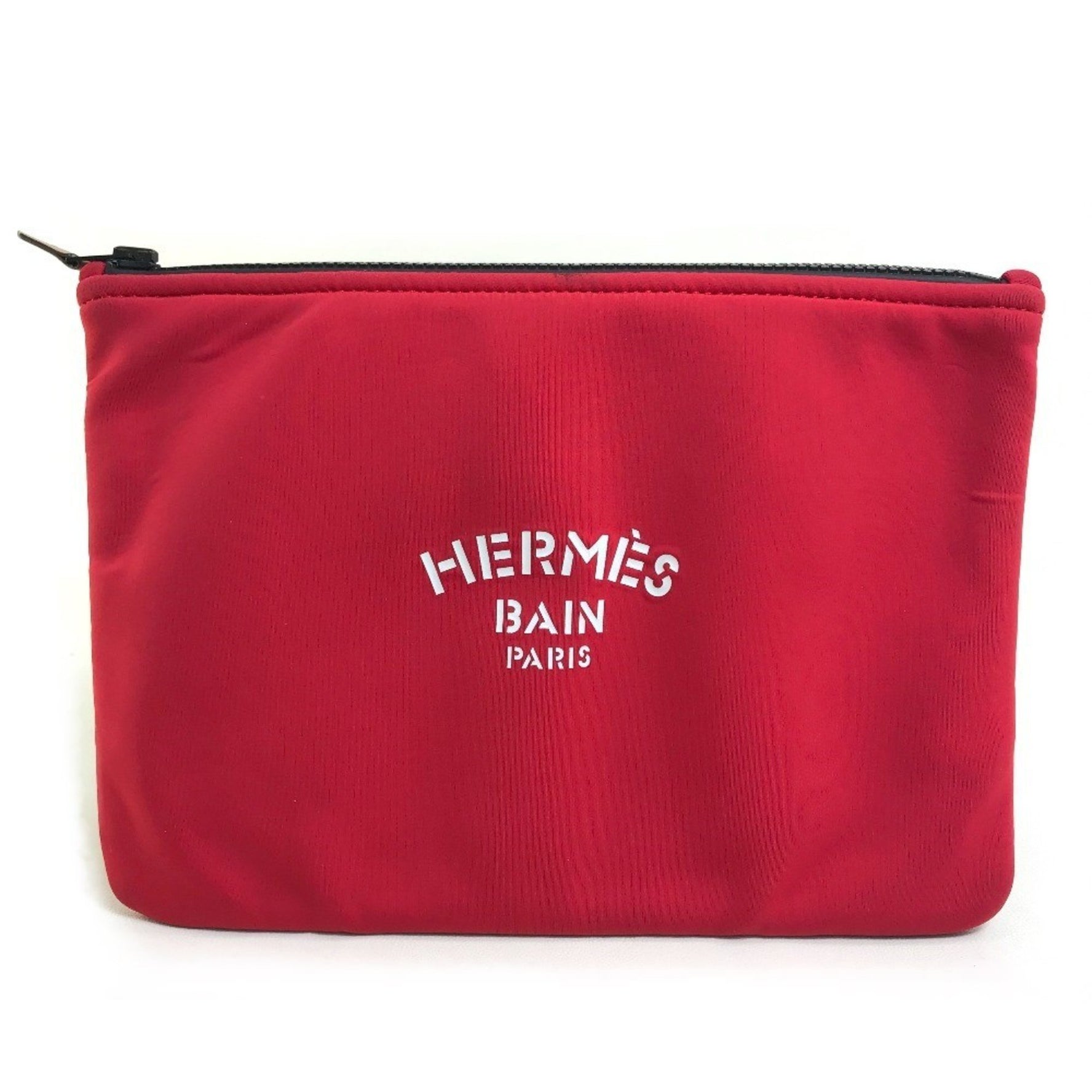 HERMES Neoban Trusse Flat MM Clutch Bag/Pouch, Polyamide, Red