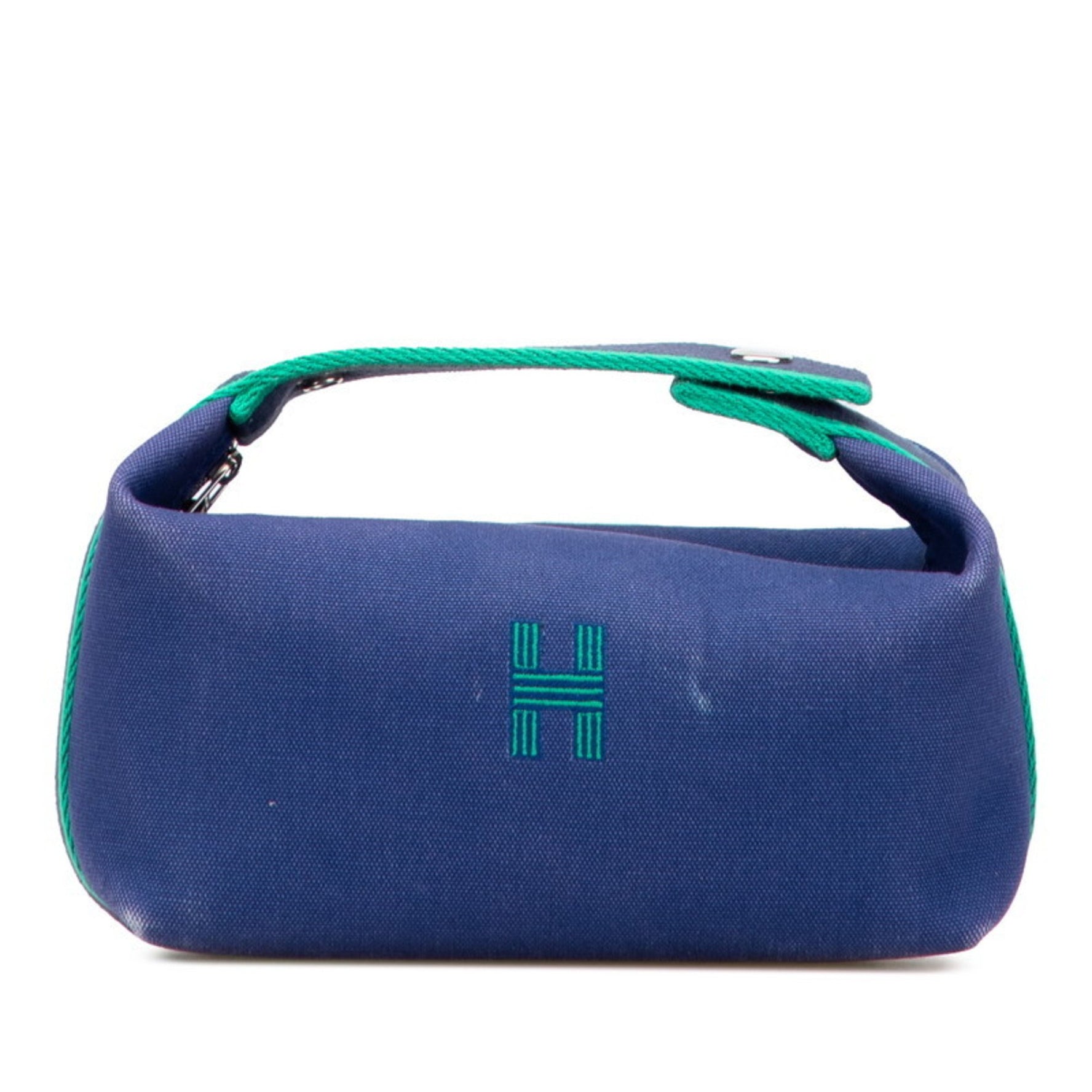 Hermès Bride A Black PM Handbag Pouch Blue Marine Cotton HERMES