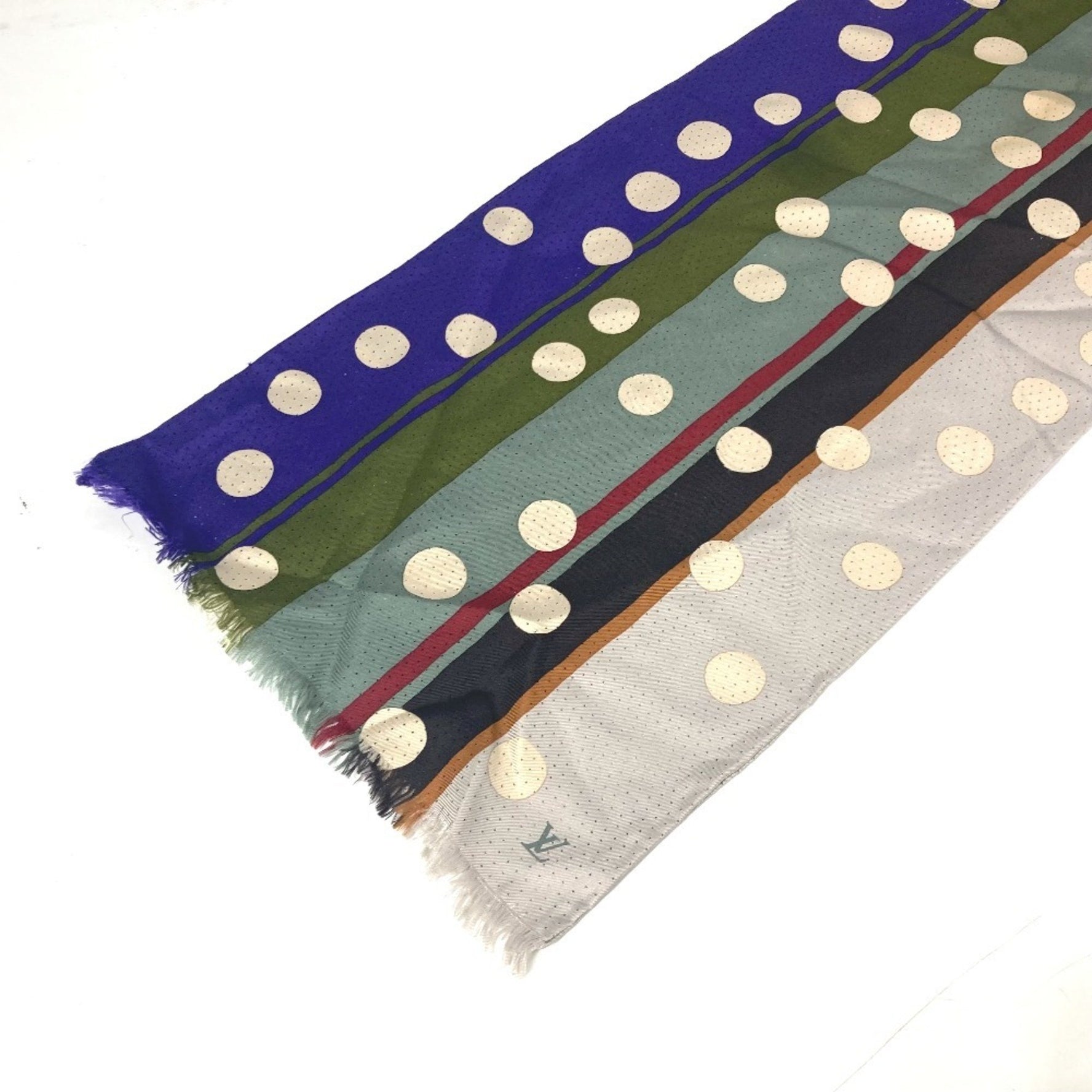 Louis Vuitton Dot Polka LV Shawl Scarf Stole Silk Beige