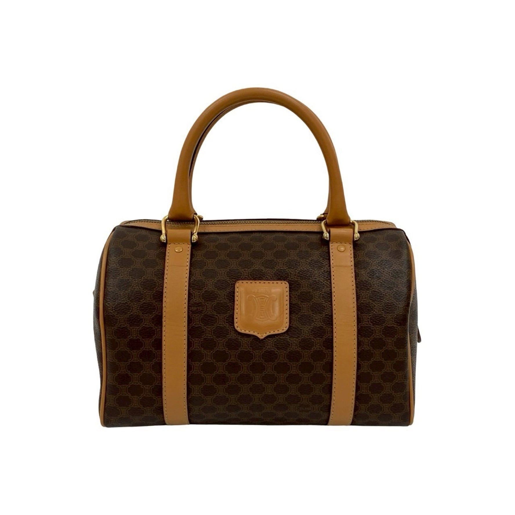 CELINE Macadam Blason Triomphe Leather Handbag/Mini Boston Bag