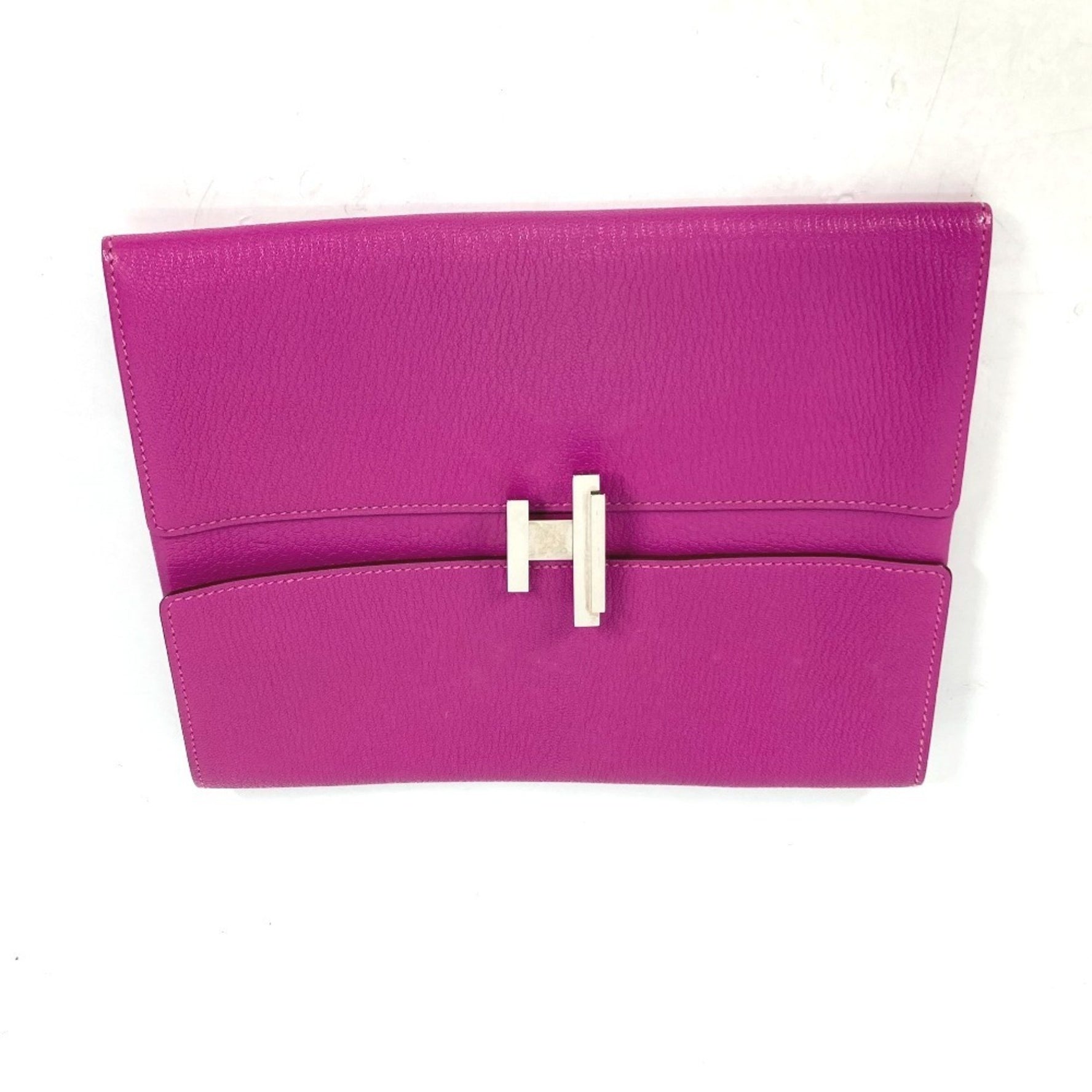 HERMES Cinetic Flap Pouch/Clutch Bag Chevre Rose Purple/Pink