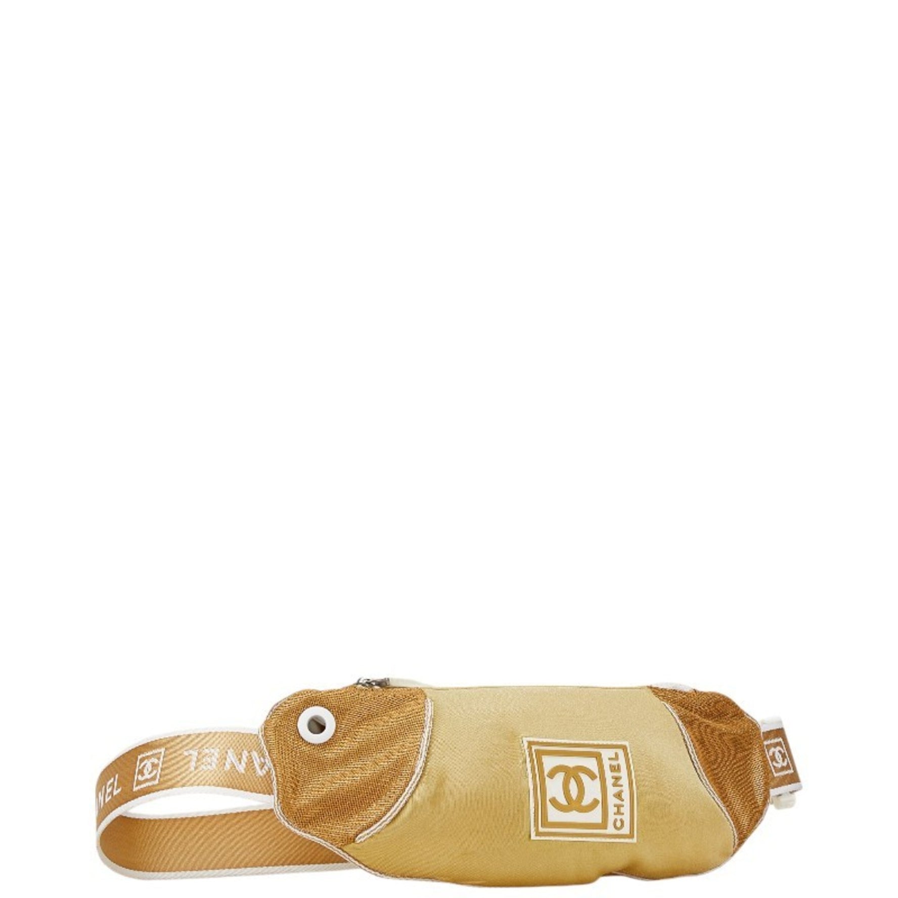 Chanel Sports Line Waist Bag Body Beige Gold Nylon