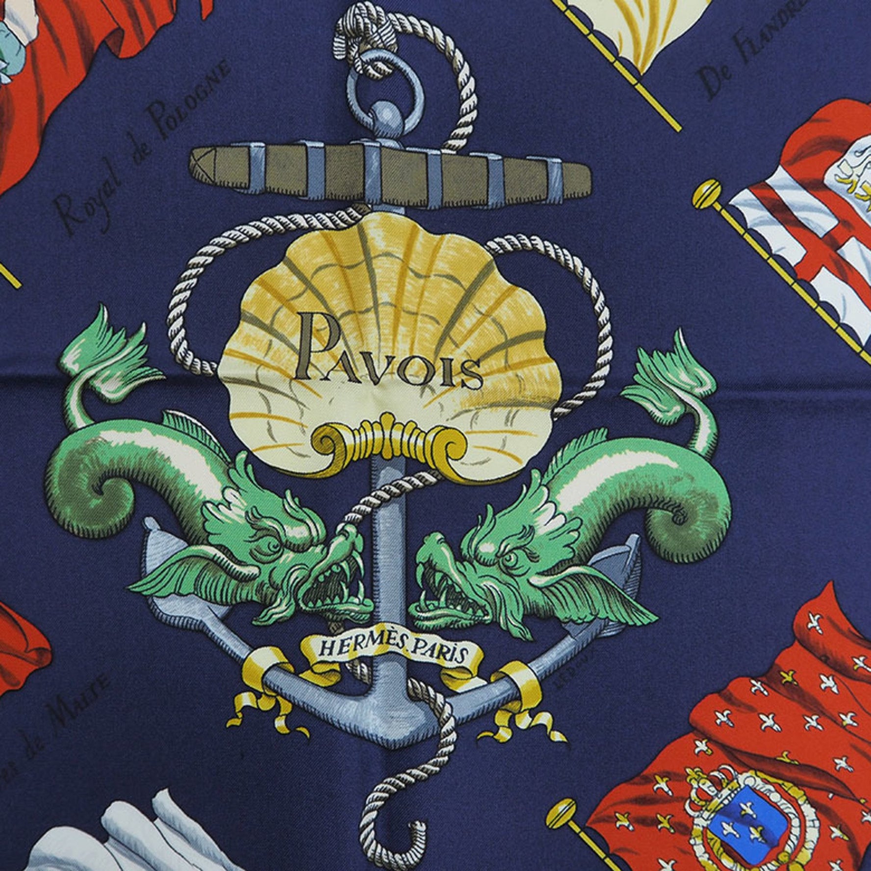 HERMES Carre 90 PAVOIS flag scarf muffler