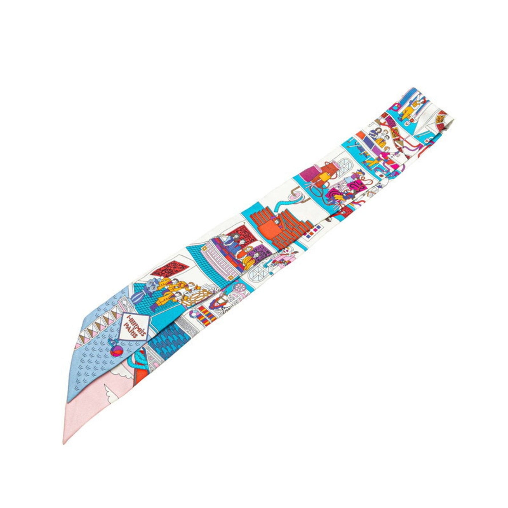 Hermès Twilly LA MAISON DES CARRES Scarf, Multicolor Silk, HERMES