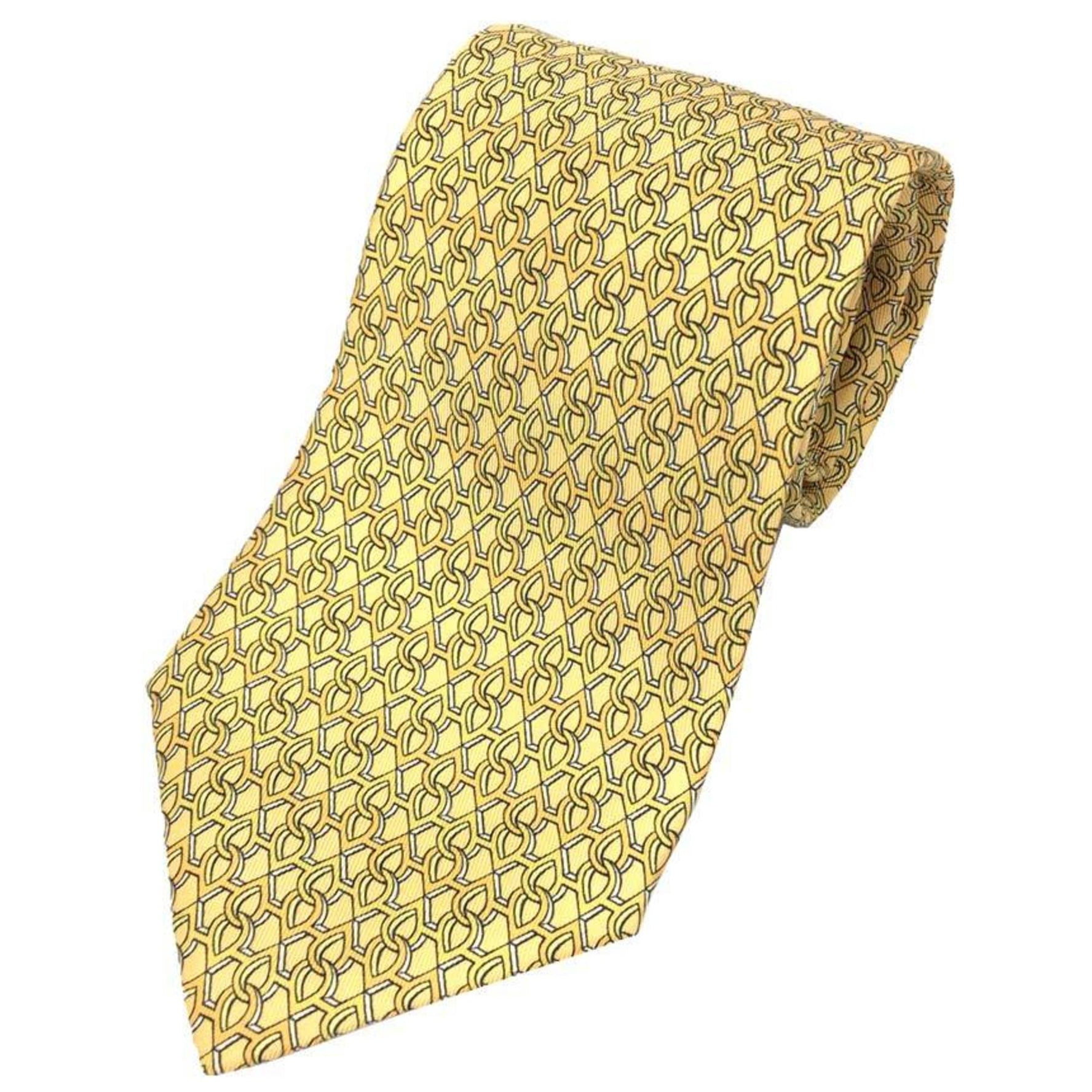 Hermes tie geometric pattern silk